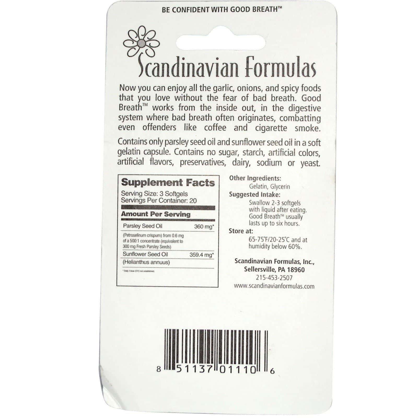 Scandinavian Formulas, Good Breath, 60 cápsulas blandas