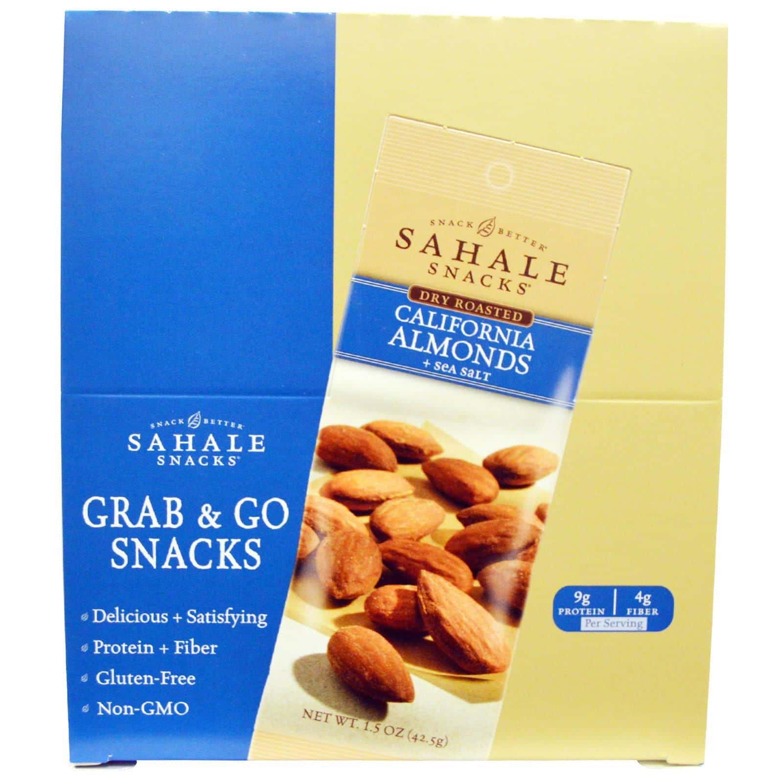 Sahale Snacks, Tostadas en seco, almendras de california + sal del mar, 9 paquetes, 1.5 oz (42.5 g) cada uno