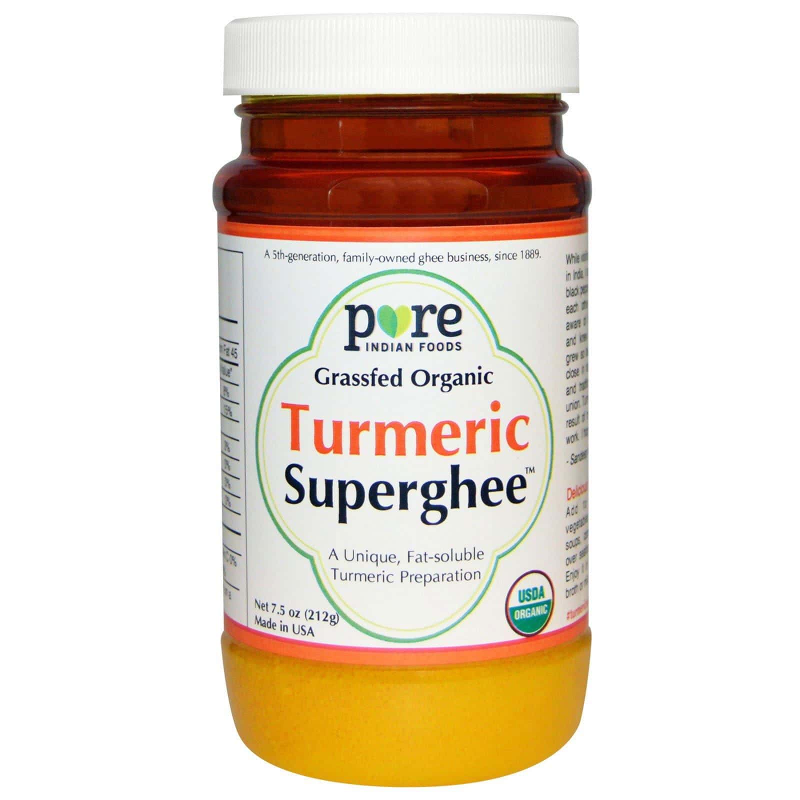Pure Indian Foods, Grassfed Organic, Super Ghee de cúrcuma, 212 g (7.5 oz)