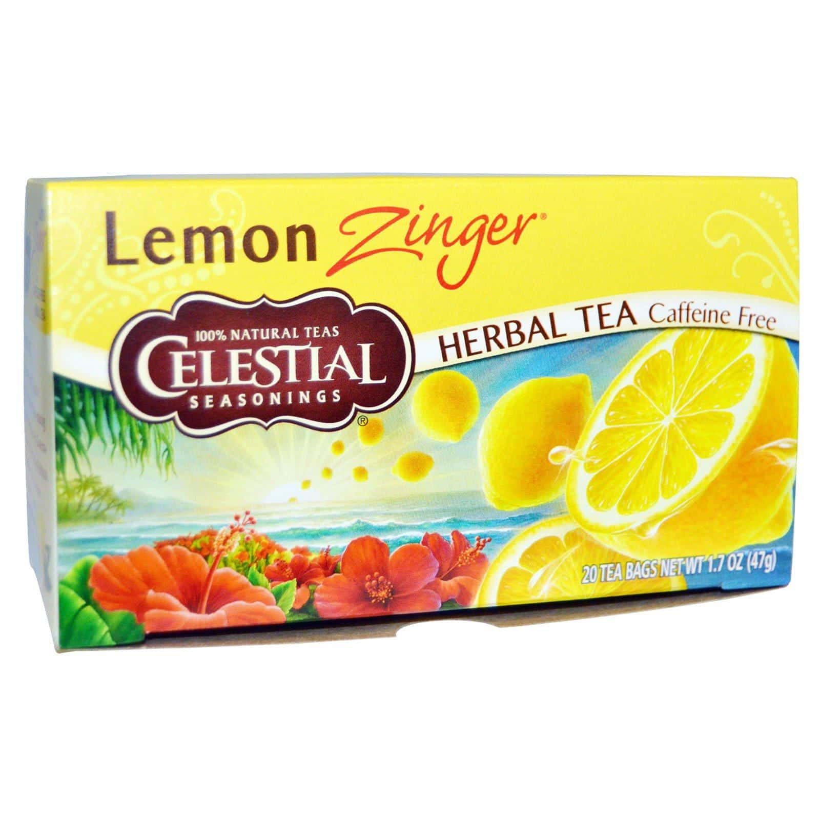 Celestial Seasonings, Té de hierbas, libre de cafeína, Lemon Zinger, 20 saquitos de té - 1,7 oz (47 g)