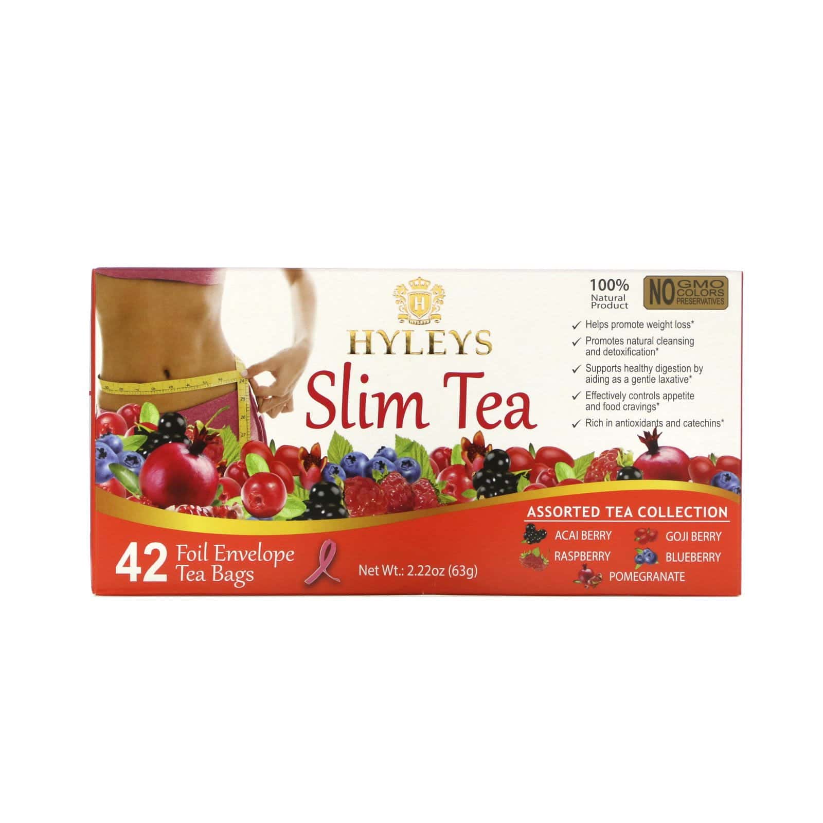 Hyleys Tea, Slim Tea, Assorted Tea Collections, 42 Foil Envelope Tea Bags, 0.05 oz (1.5 g) Each