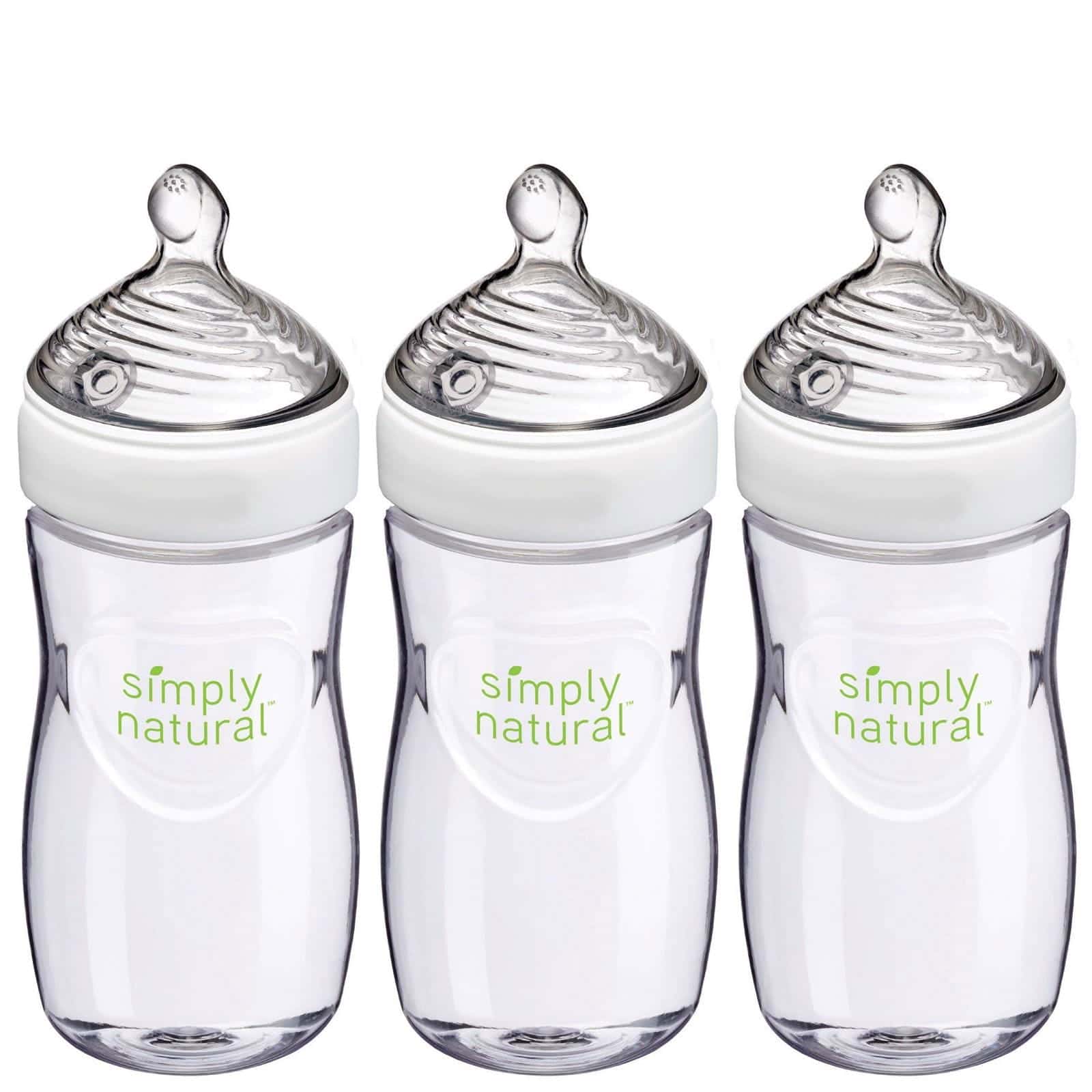 NUK, Simply Natural, Biberones, 1 mes en adelante, Mediano, Pack de 3, 9 oz (270 ml) c/u