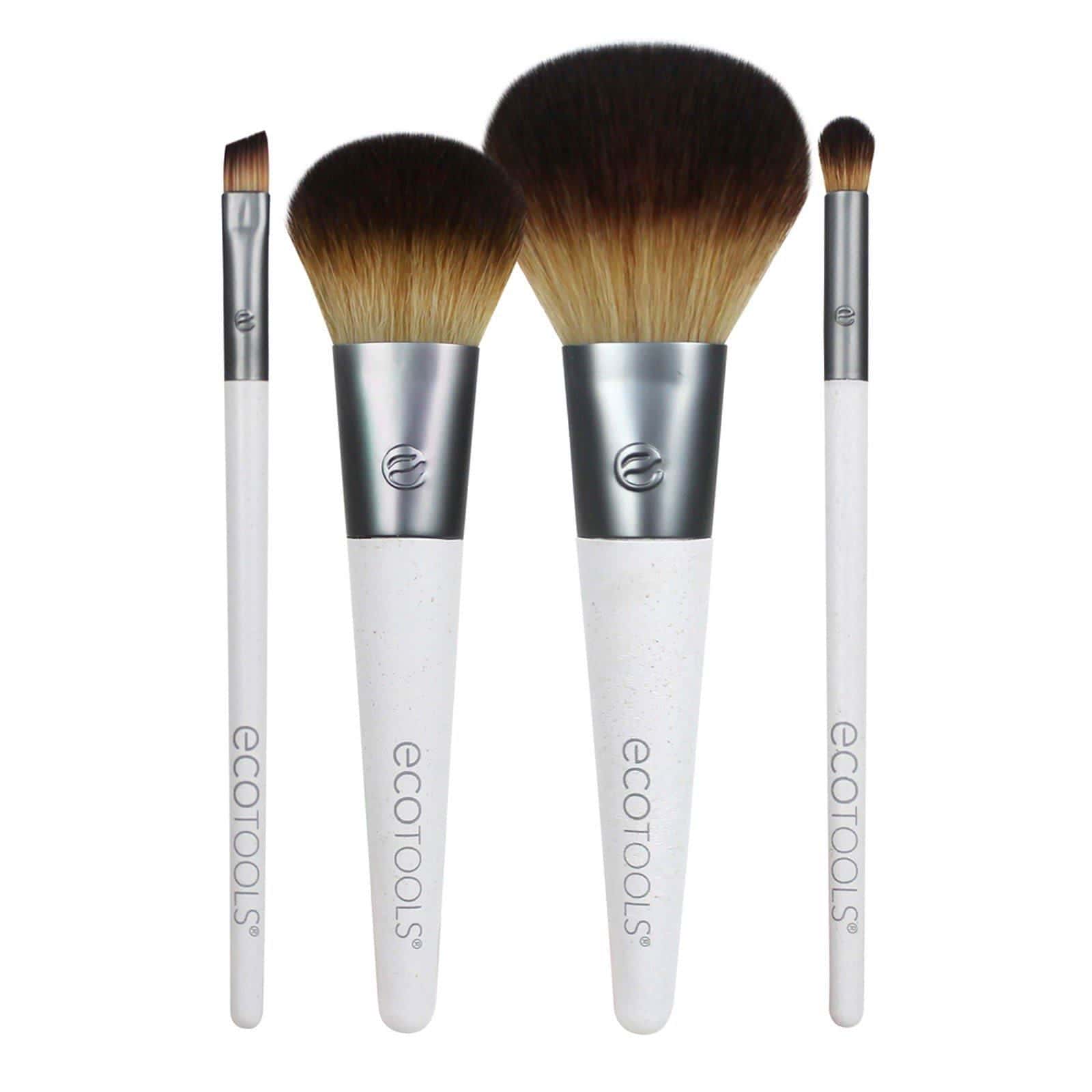 EcoTools, Juego de cepillos On The Go Style, juego de 4 piezas y estuche con 2 bolsillos
