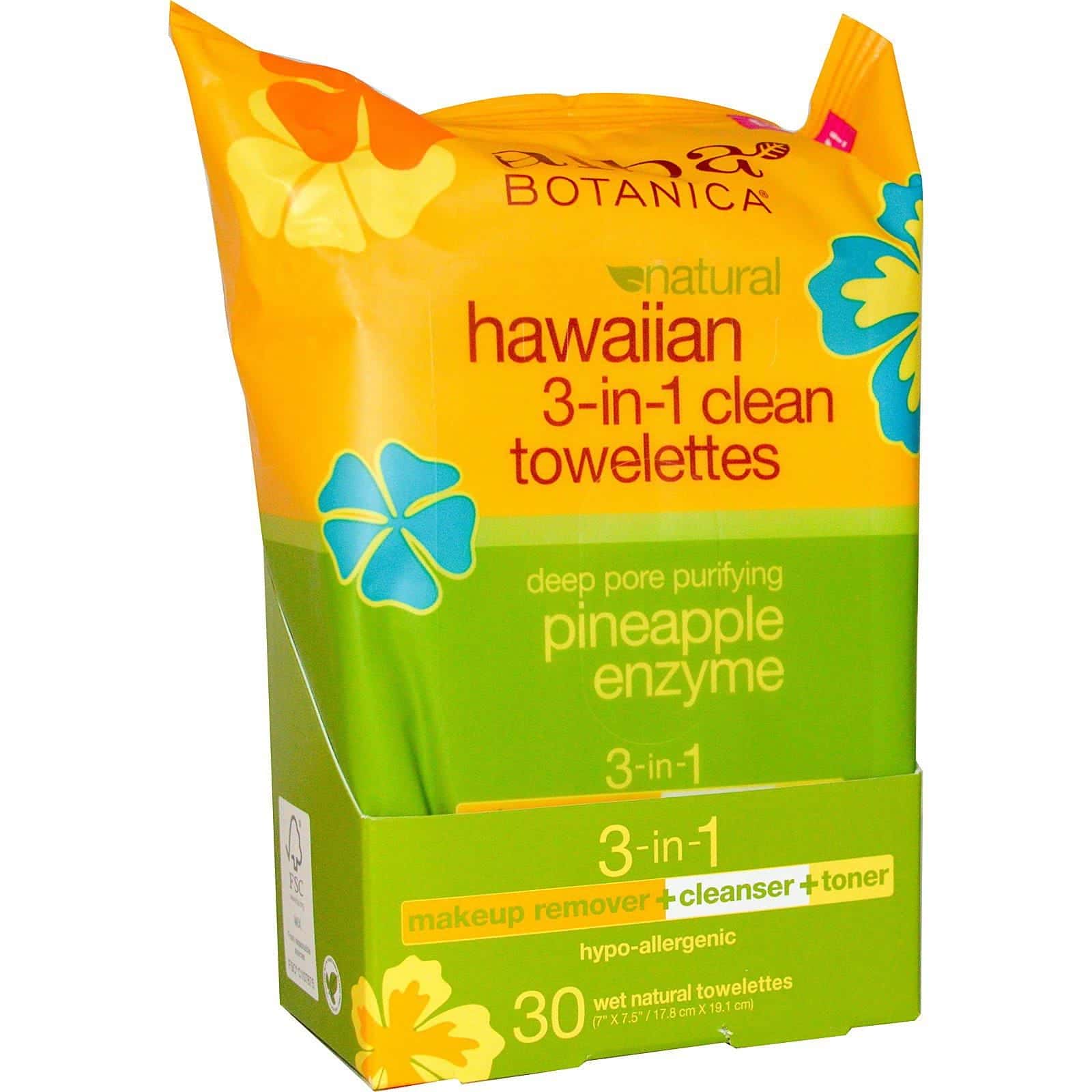 Alba Botanica, Toallitas limpias 3-en-1 hawaianas, 30 toallitas naturales húmedas