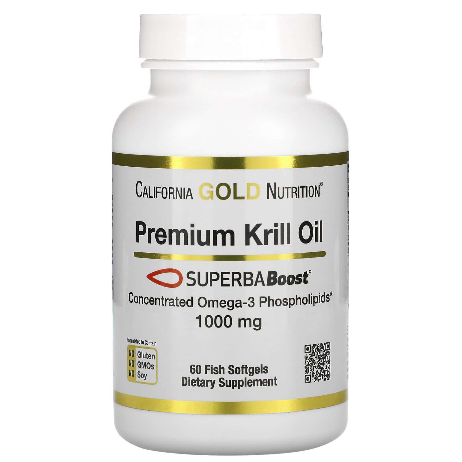 California Gold Nutrition, Aceite de kril prémium SUPERBABoost™, 1000 mg, 60 cápsulas blandas