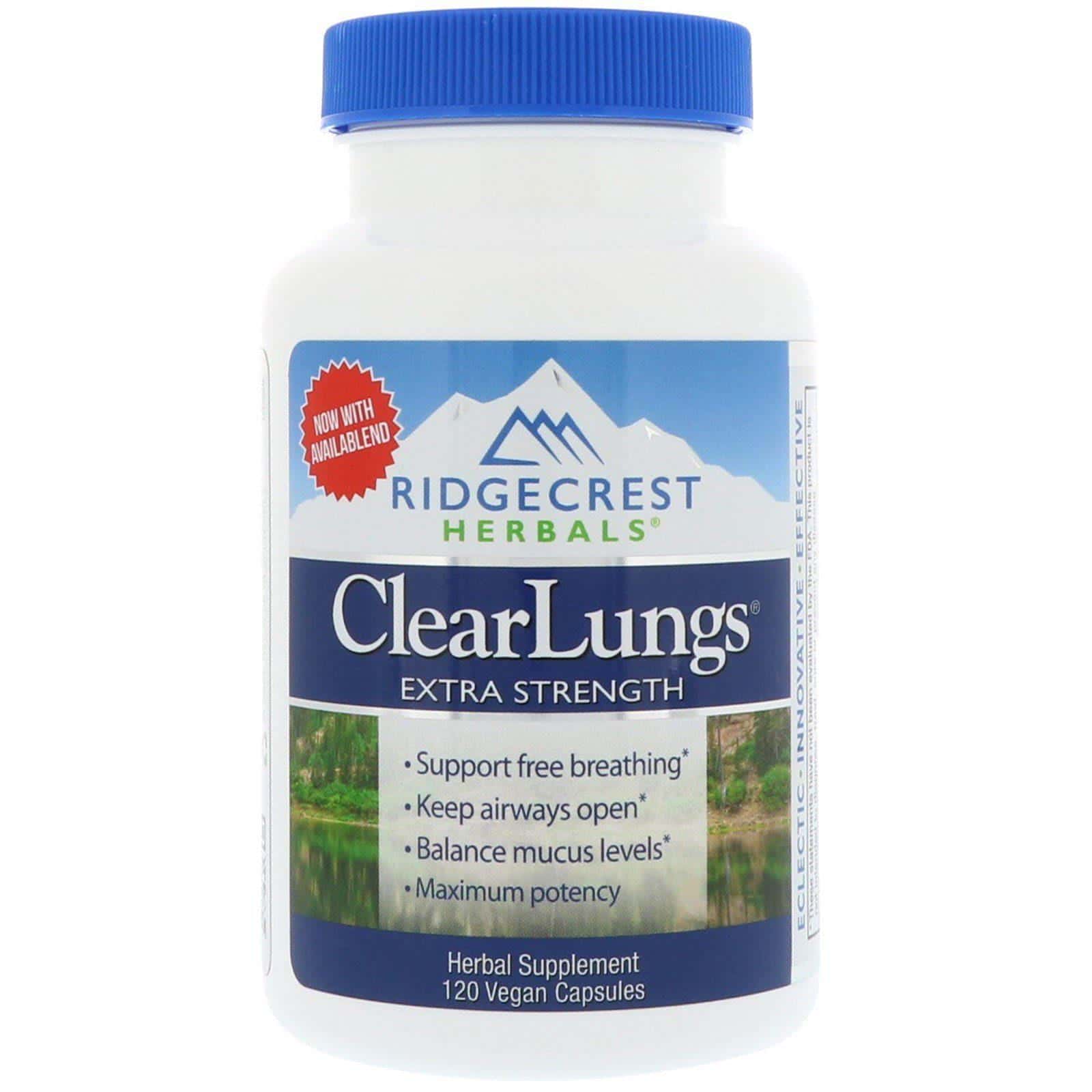 RidgeCrest Herbals, ClearLungs, Potencia Extra, 120 cápsulas veganas