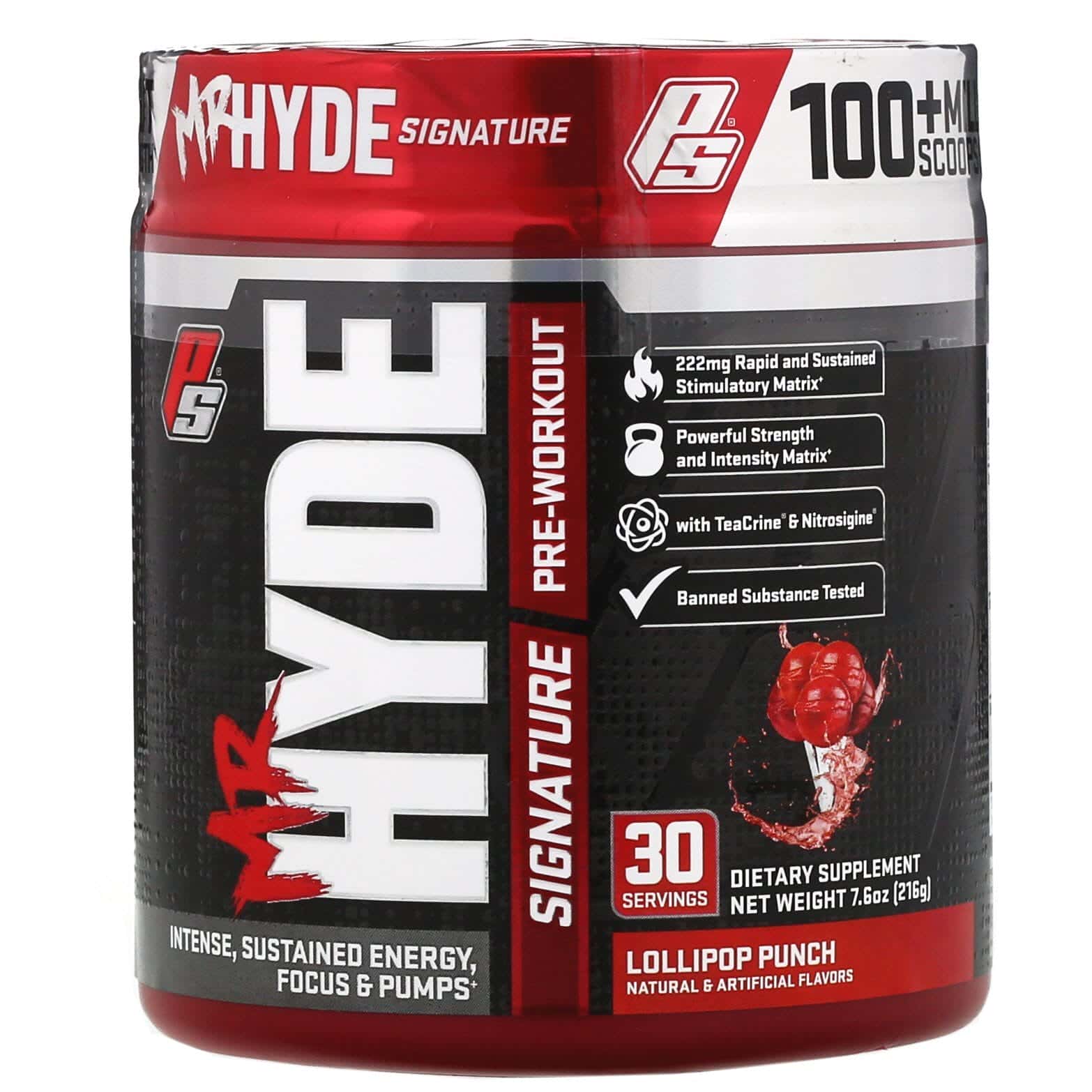 ProSupps, Mr. Hyde, Signature, Suplemento preentrenamiento, Ponche de paleta, 216 g (7,6 oz)