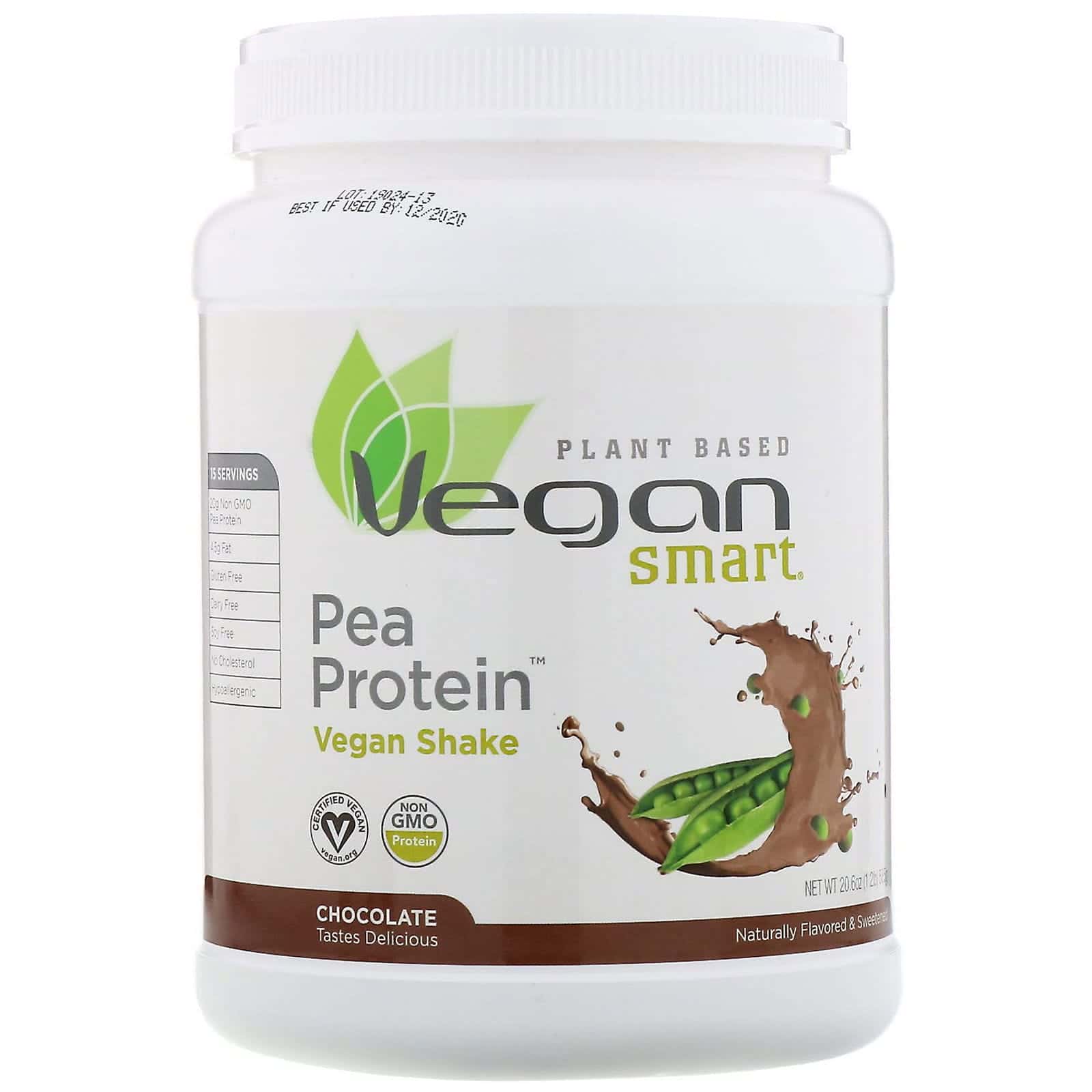 VeganSmart, Batido de proteína de arveja vegana, chocolate, 585 g (20,6 oz)