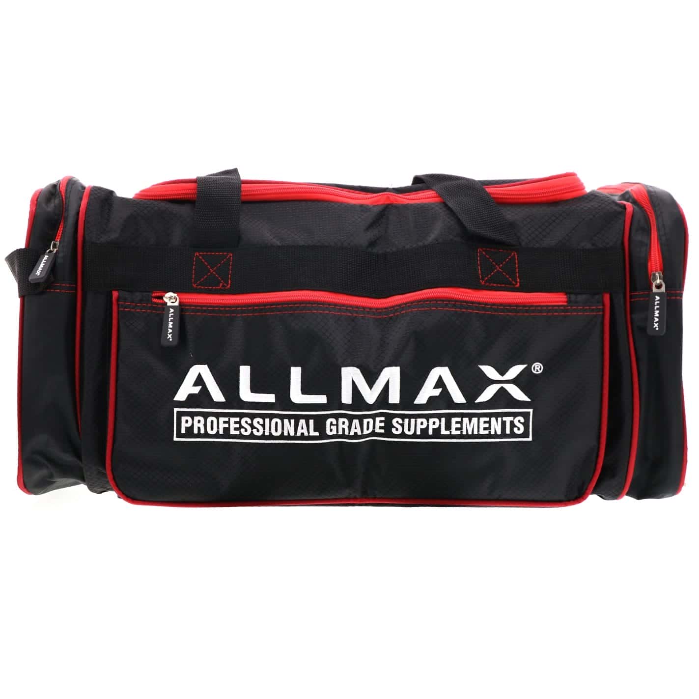ALLMAX Nutrition, Bolso para el gimnasio fitness prémium ALLMAX, Negro y rojo, 1 bolso