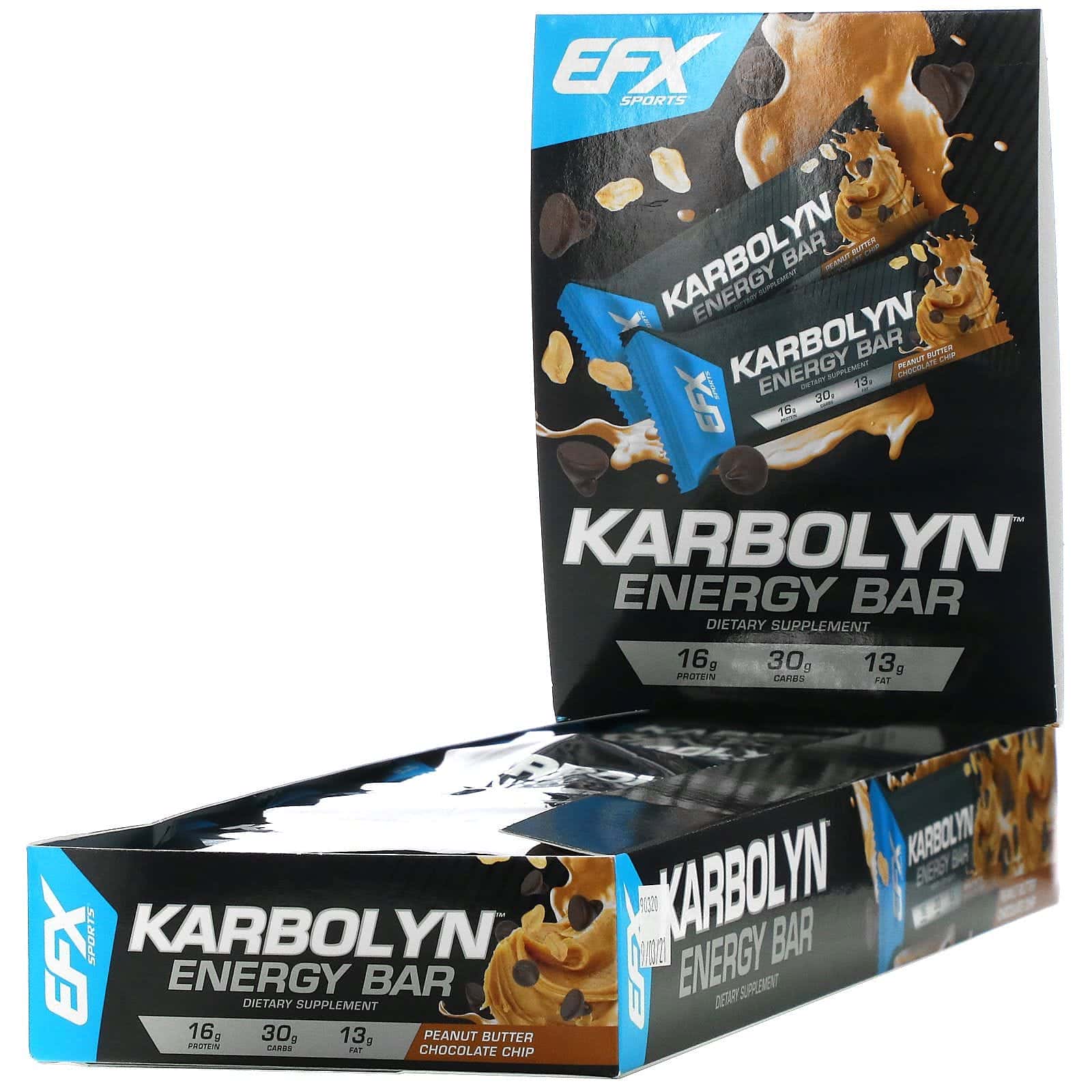 EFX Sports, Karbolyn Energy Bar, Peanut Butter Chocolate Chip, 12 Bars, 2.12 (60 g) Each