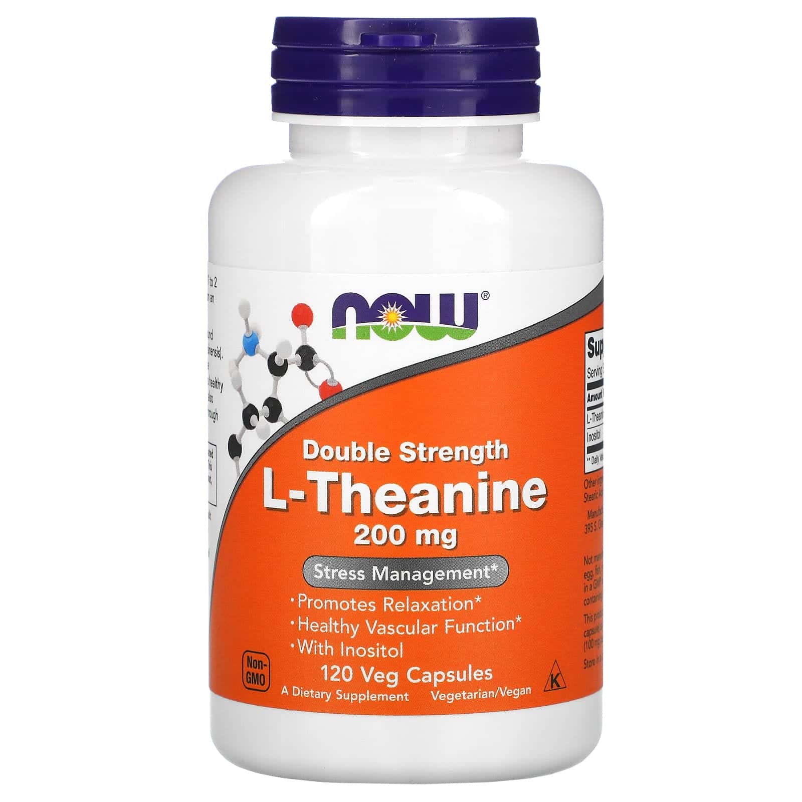 NOW Foods, L-teanina de doble concentración, 200 mg, 120 cápsulas vegetales