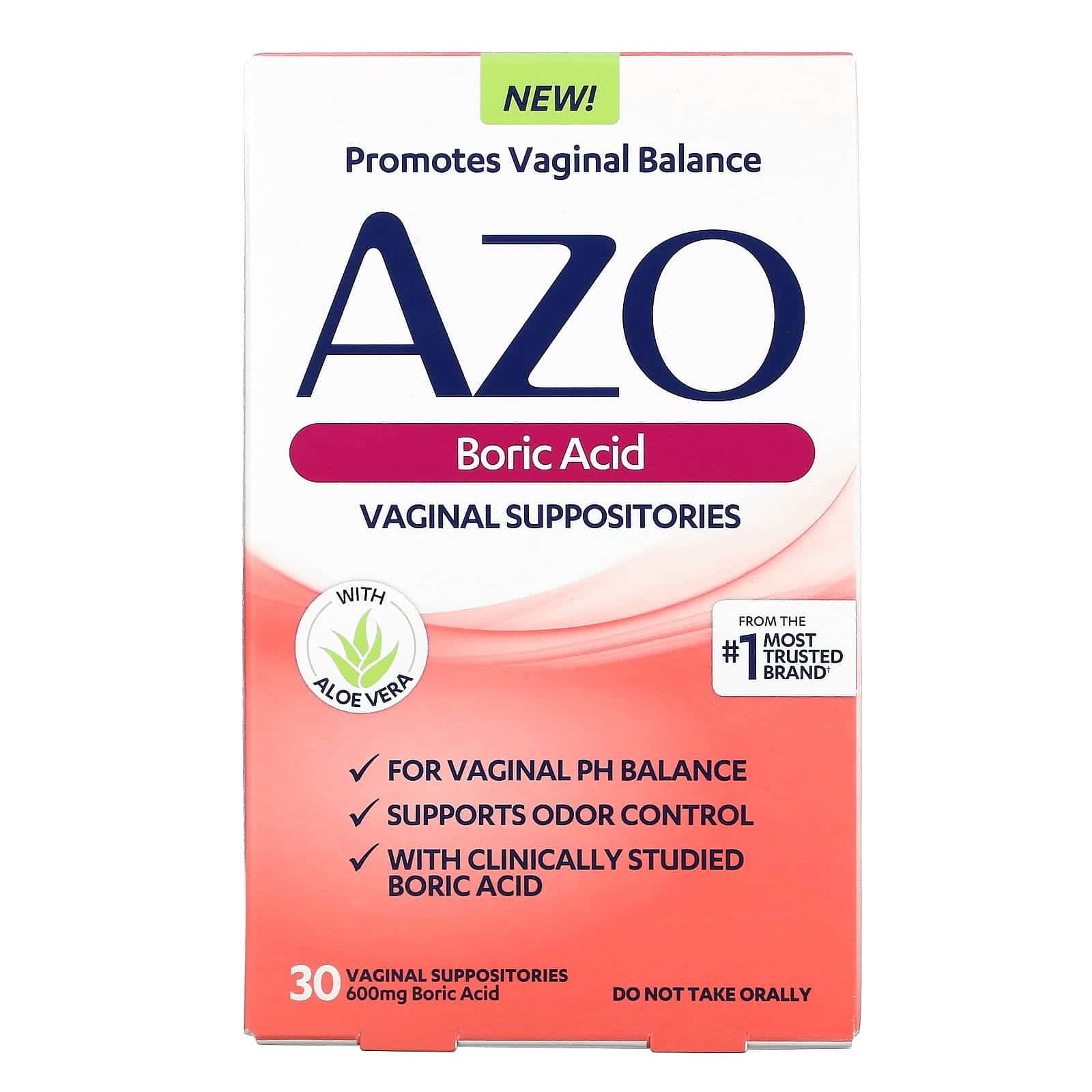 Azo, Ácido bórico, Supositorios vaginales, 600 mg, 30 supositorios