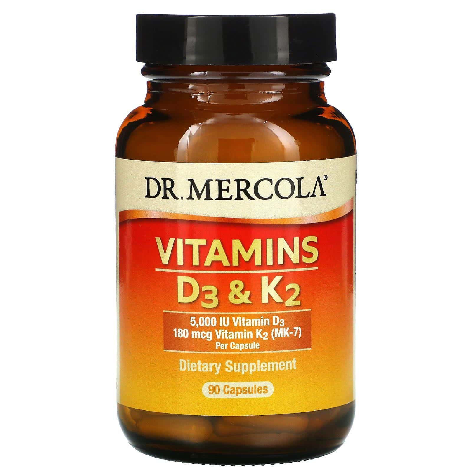 Dr. Mercola, Vitaminas D3 y K2, 90 cápsulas