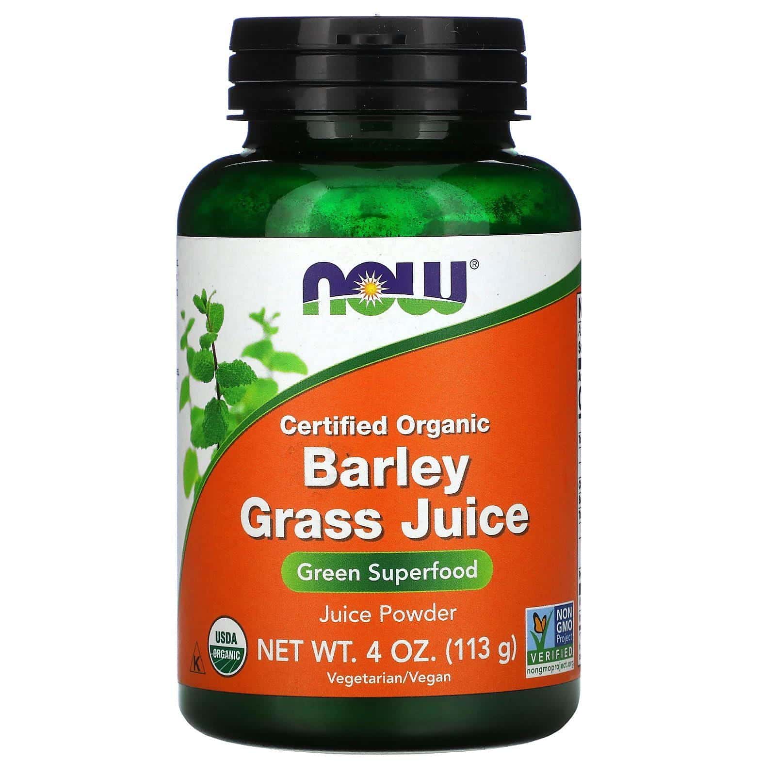 Now Foods, Zumo de hierba de cebada orgánica certificada, 113 g (4 oz)