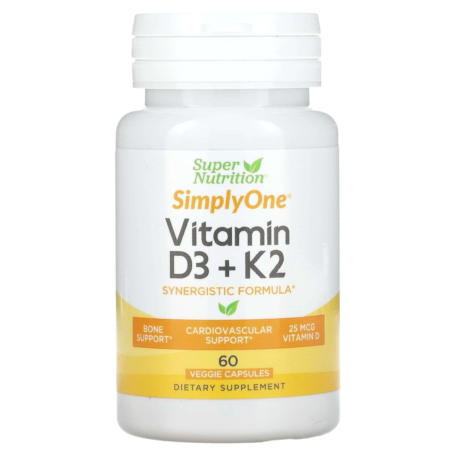 Super Nutrition, Vitaminas D3 y K2, 60 cápsulas vegetales