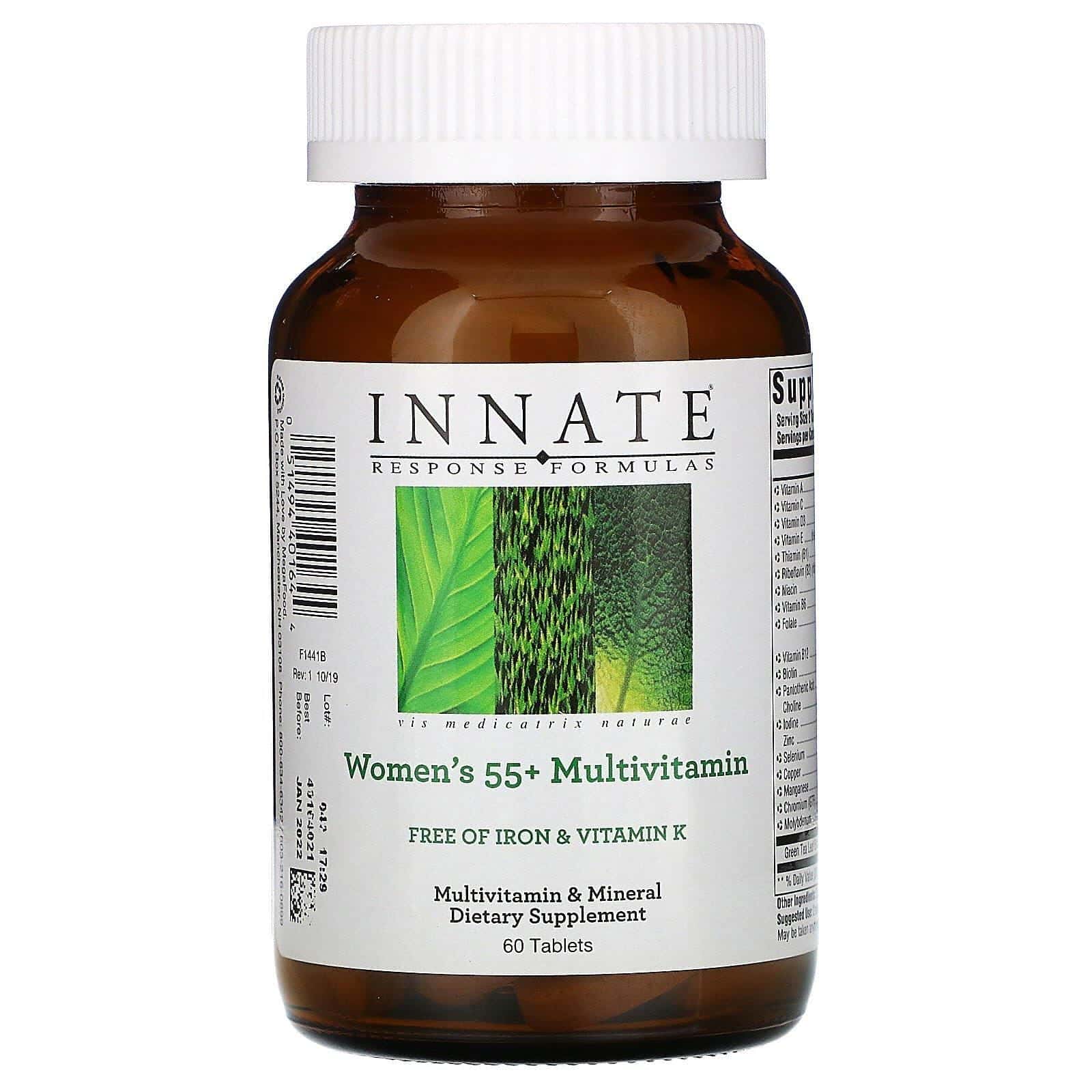 Innate Response Formulas, Suplemento multivitamínico para mujeres mayores de 55 años, Sin hierro y vitamina K, 60 comprimidos
