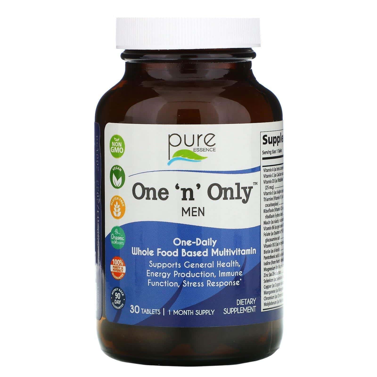 Pure Essence, One 'n' Only hombres, Suplemento multivitamínico a base de alimentos integrales, 30 comprimidos