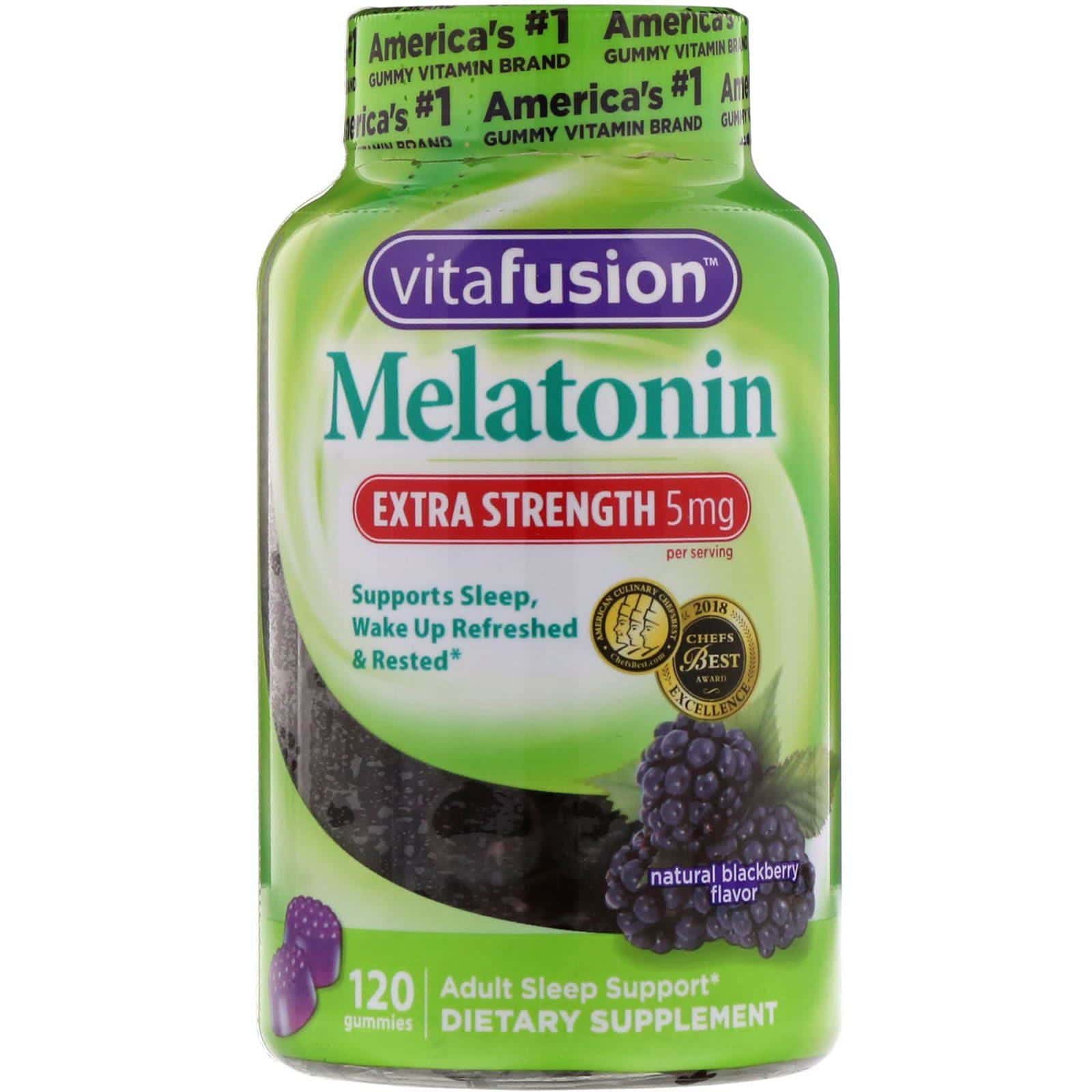 VitaFusion, Fuerza extra con Melatonina, sabor a zarzamora natural, 5 mg, 120 gomitas