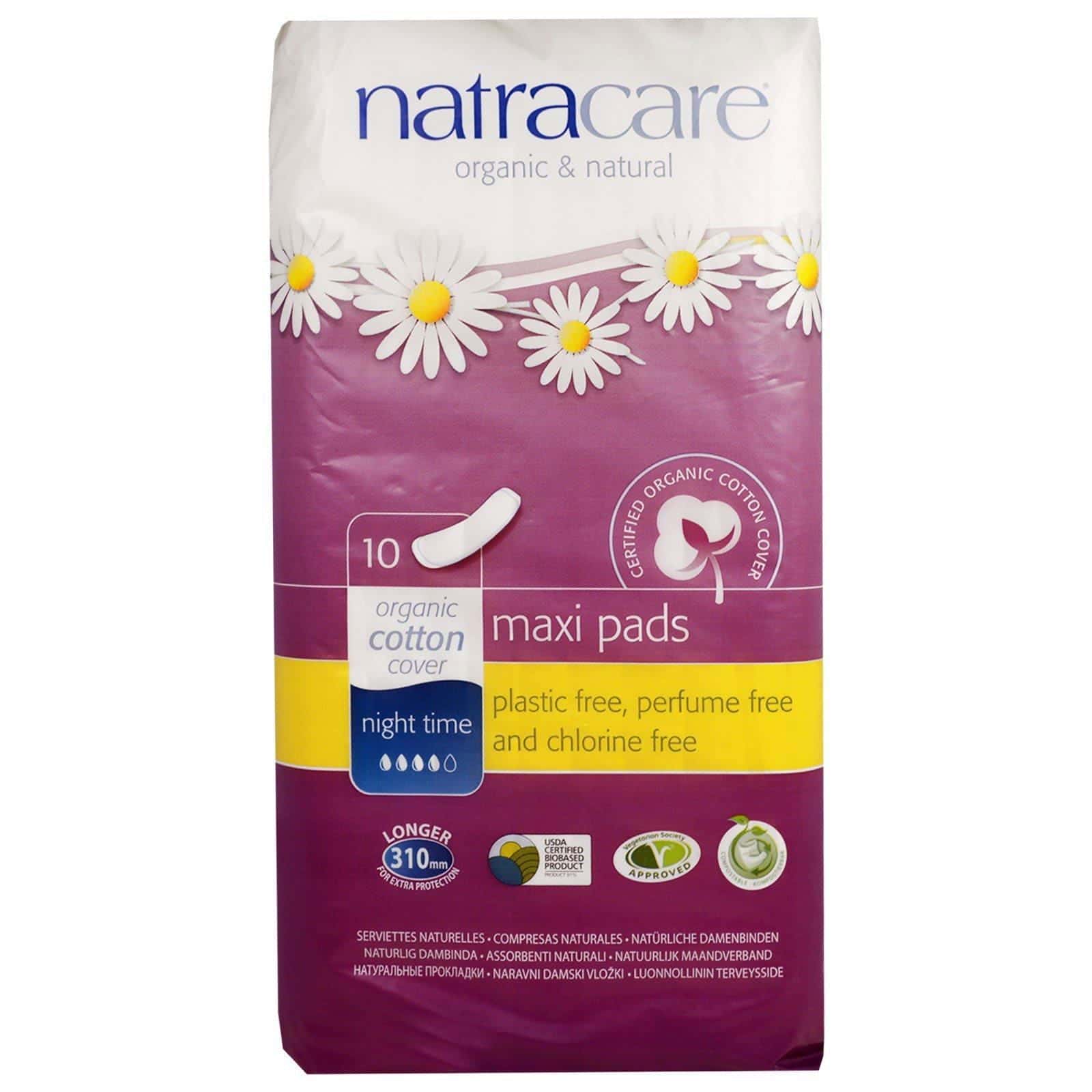 Natracare, Maxicompresas, Nocturnas, 10 compresas