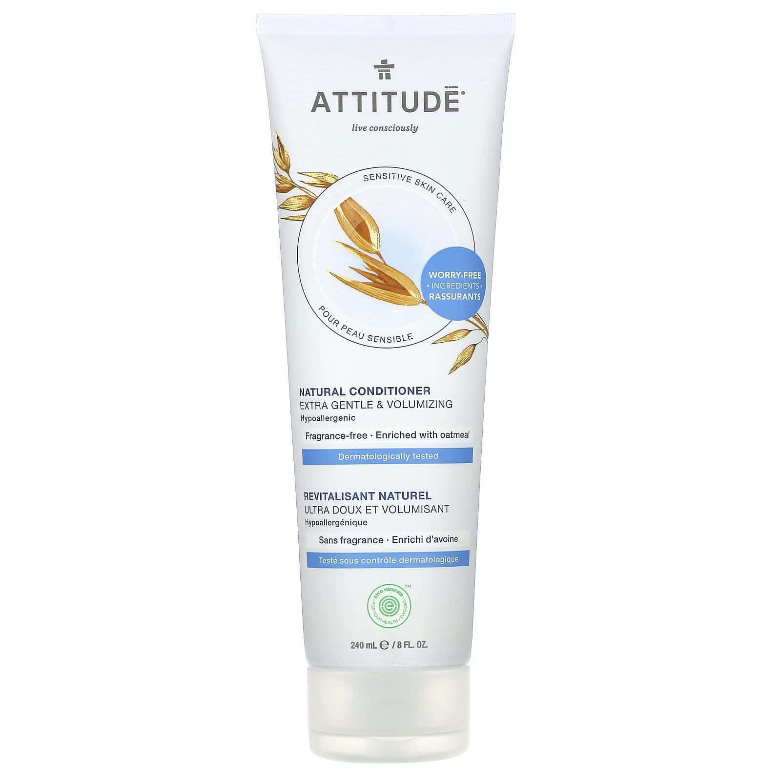 ATTITUDE, Acondicionador natural, extra suave y aporta volumen, sin fragancia, 240 ml (8 oz. liq.)