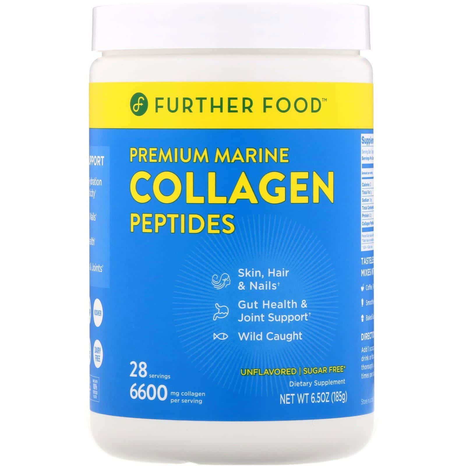 Further Food, Péptidos de colágeno marino premium, sin sabor, 185 g (6,5 oz)