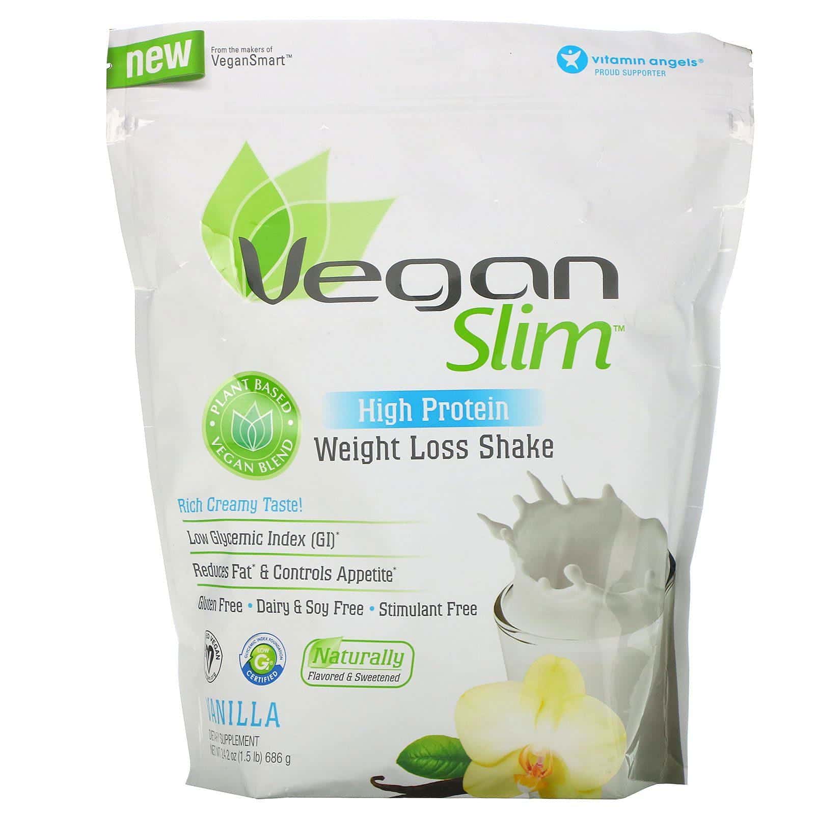 VeganSmart, Delgadez vegana, alta proteína, batido para perder peso de vainilla de 686 g