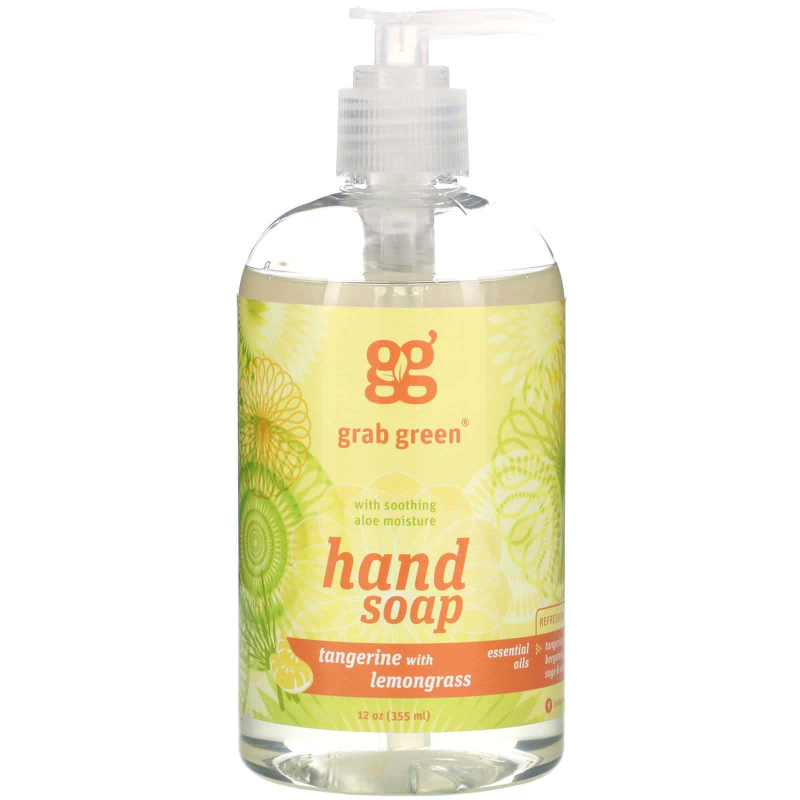 Grab Green, Jabón de manos, mandarina con limoncillo, 12 onzas (355 ml)