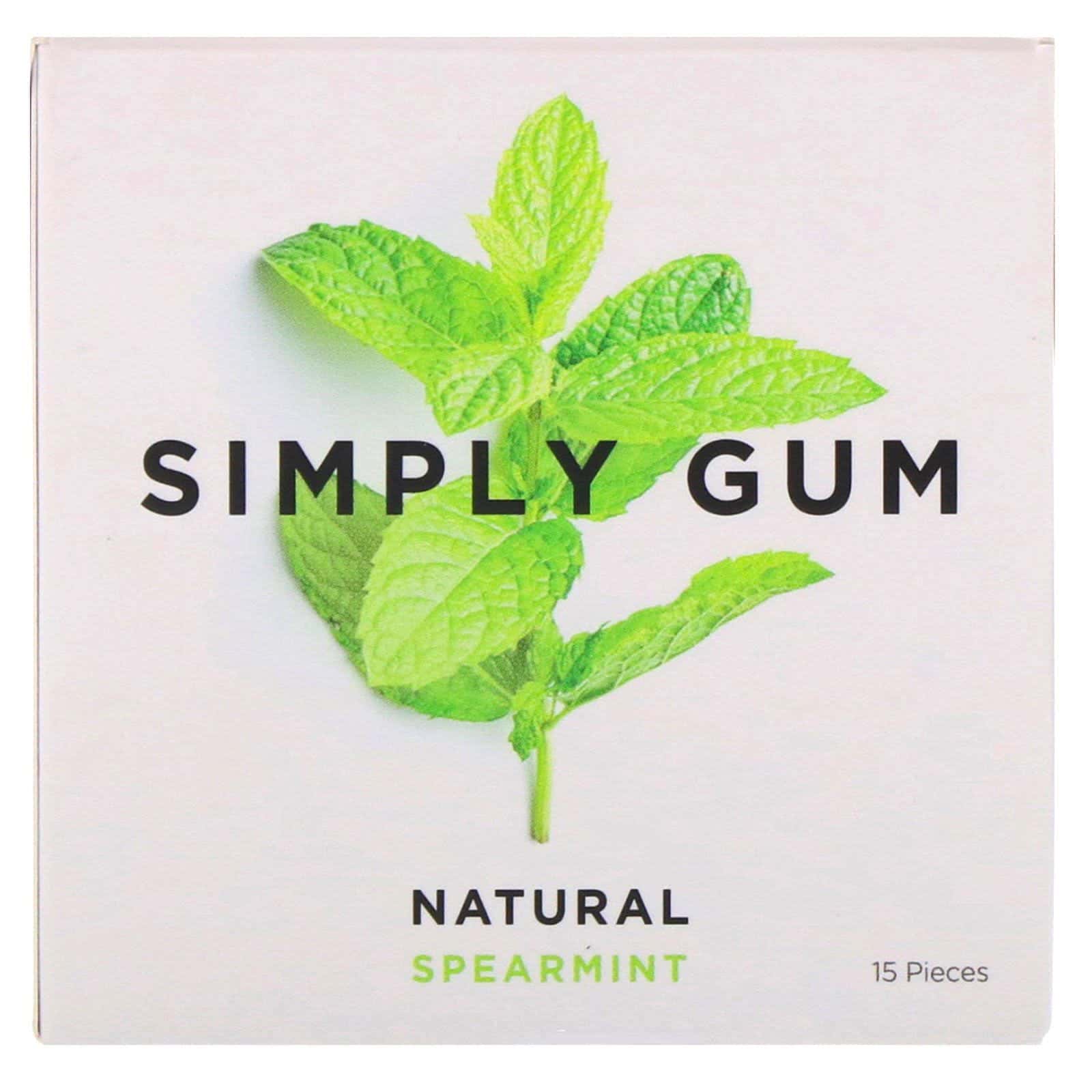 Simply Gum, Goma de mascar natural de menta verde, 15 unidades
