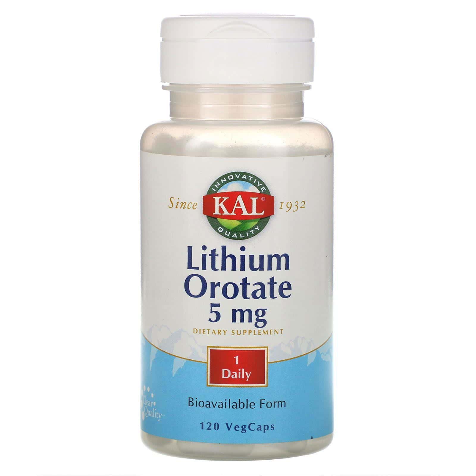 KAL, Orotato de litio, 5 mg, 120 cápsulas vegetarianas