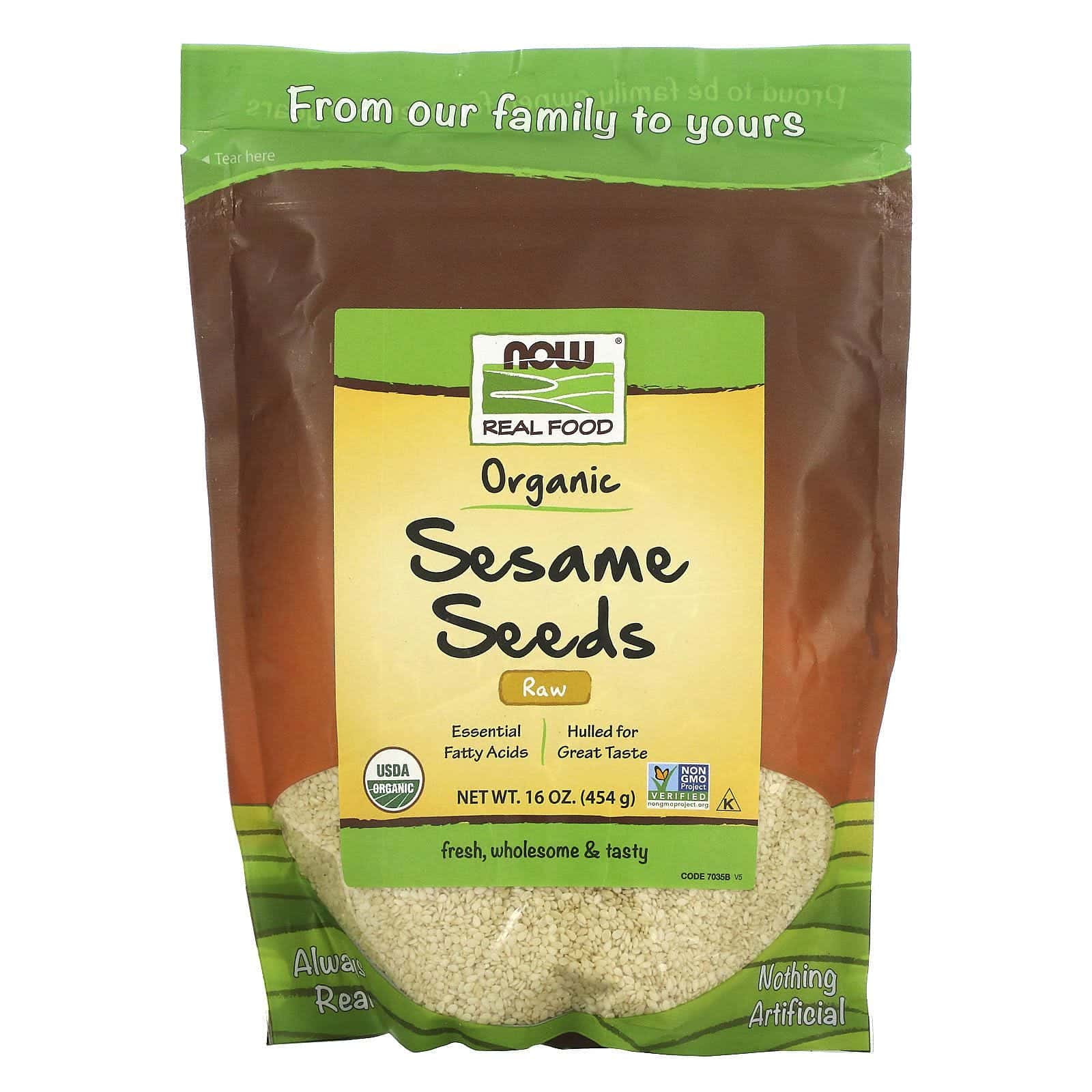 Now Foods, Orgánicas, Semillas crudas de sésamo, 16 oz (454 g)