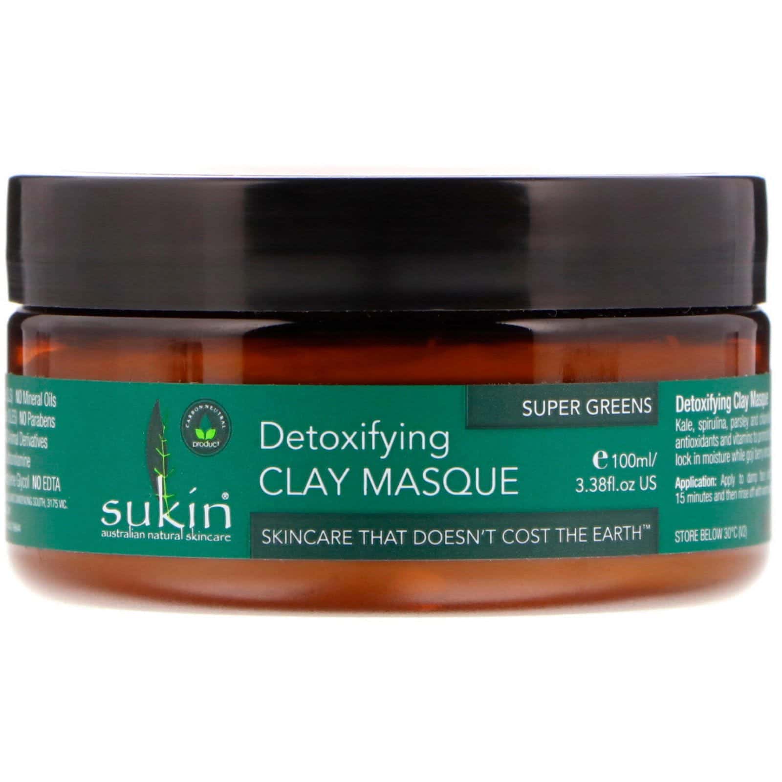 Sukin, Superalimentos verdes, mascarilla desintoxicante de arcilla, 3,38 onzas líquidas (100 ml)
