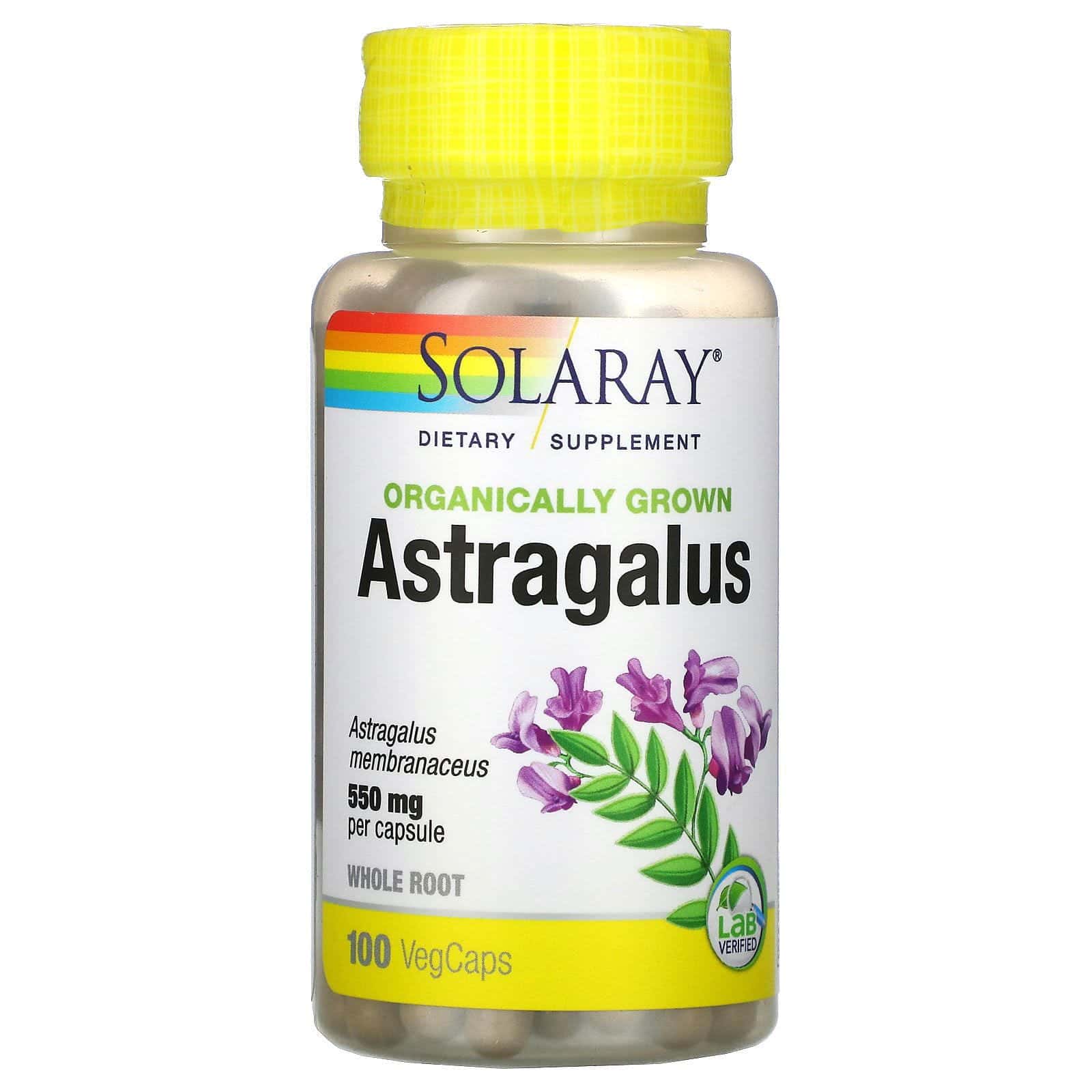 Solaray, Astragalus de cultivo orgánico, 550 mg, 100 cápsulas vegetales