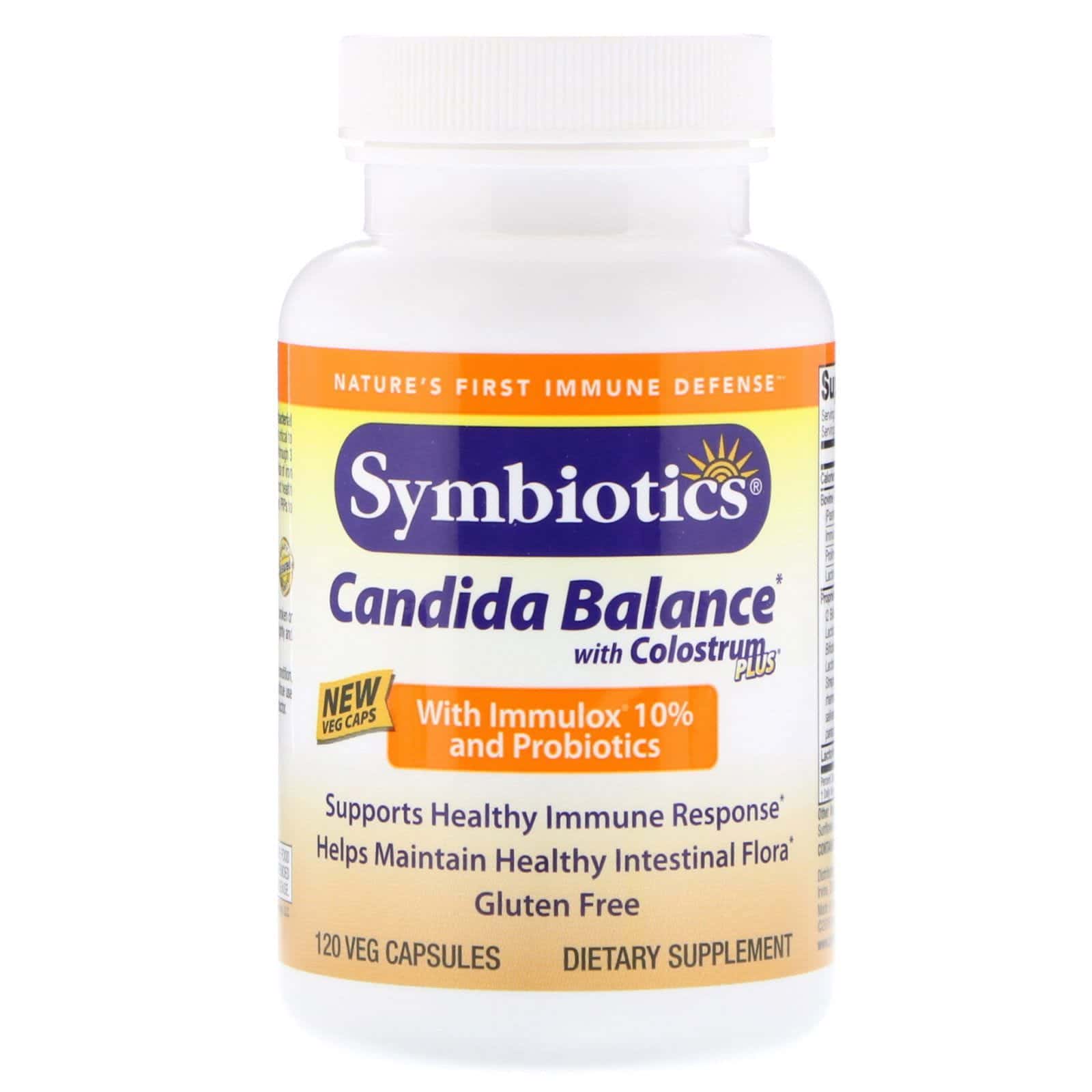 Symbiotics, Candida Balance con Colostrum Plus, 120 cápsulas vegetales