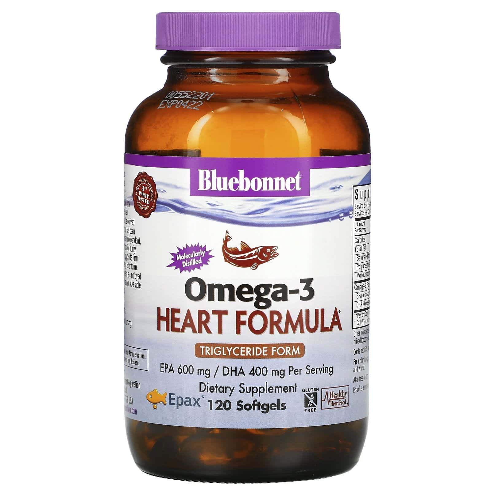 Bluebonnet Nutrition, Omega-3 Natural Fórmula para el Corazón, 120 Cápsulas Gel Suave
