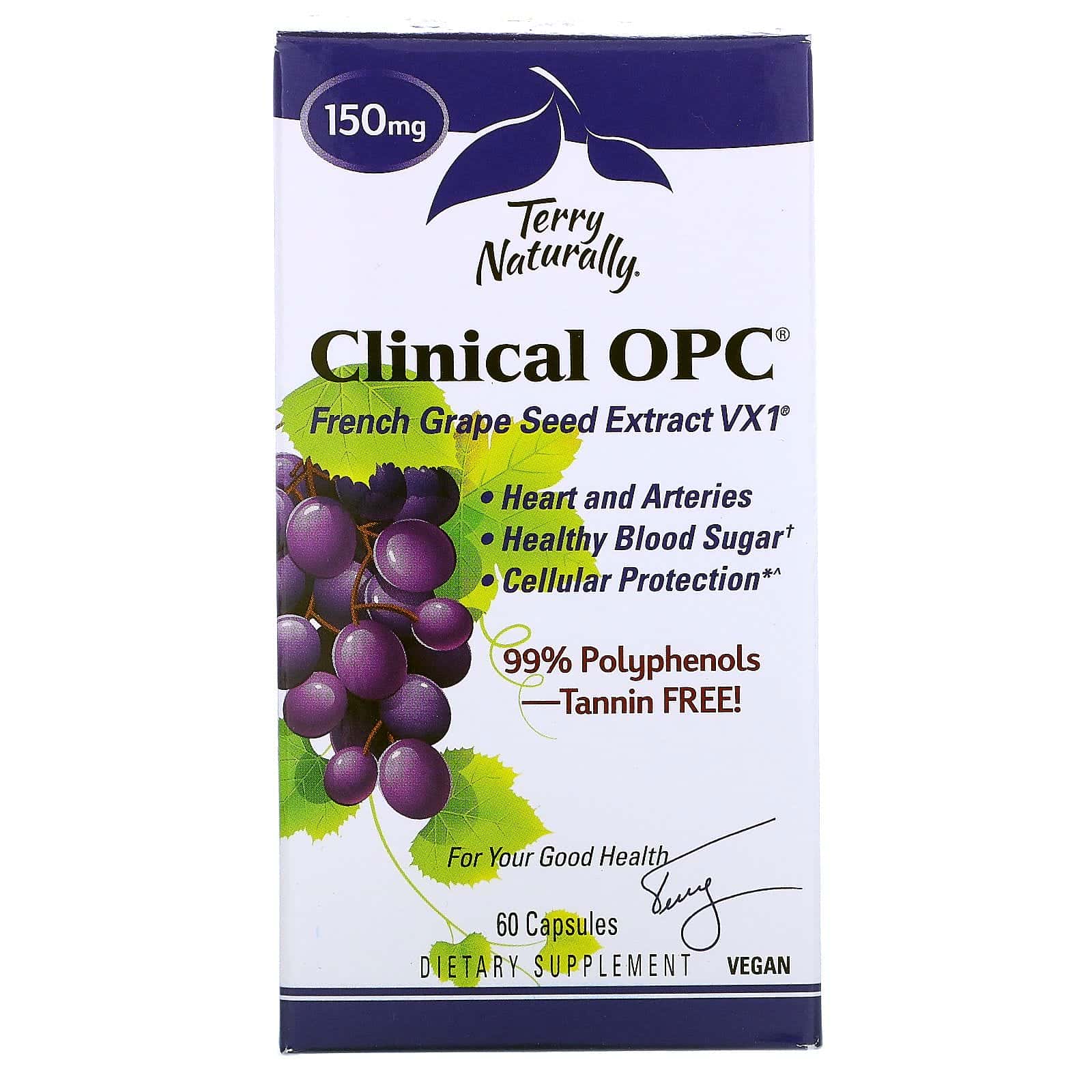 Terry Naturally, Clinical OPC, Suplemento alimentario, 150 mg, 60 cápsulas