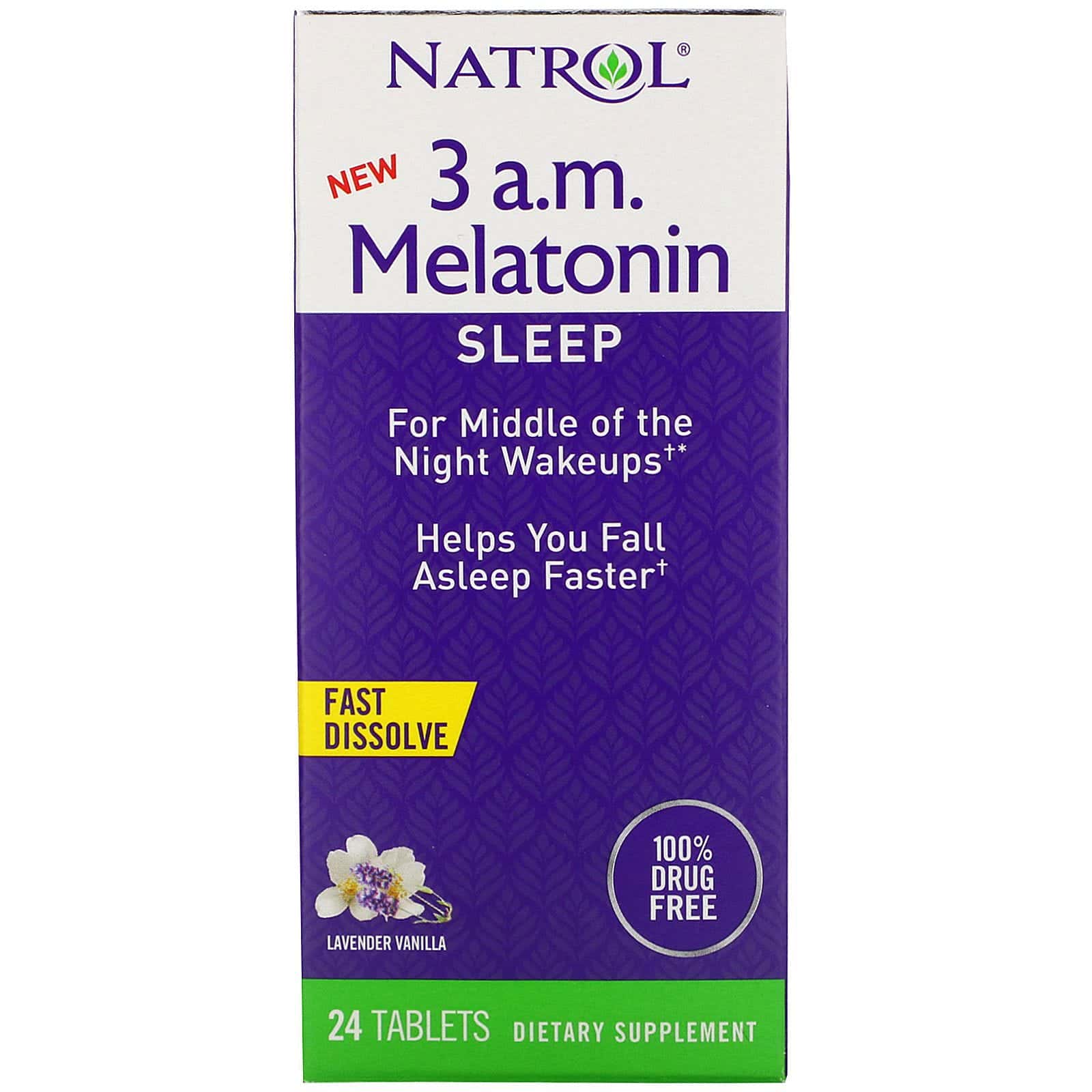 Natrol, 3 A.M. Melatonin, Fast Dissolve, Lavender Vanilla, 24 Tablets
