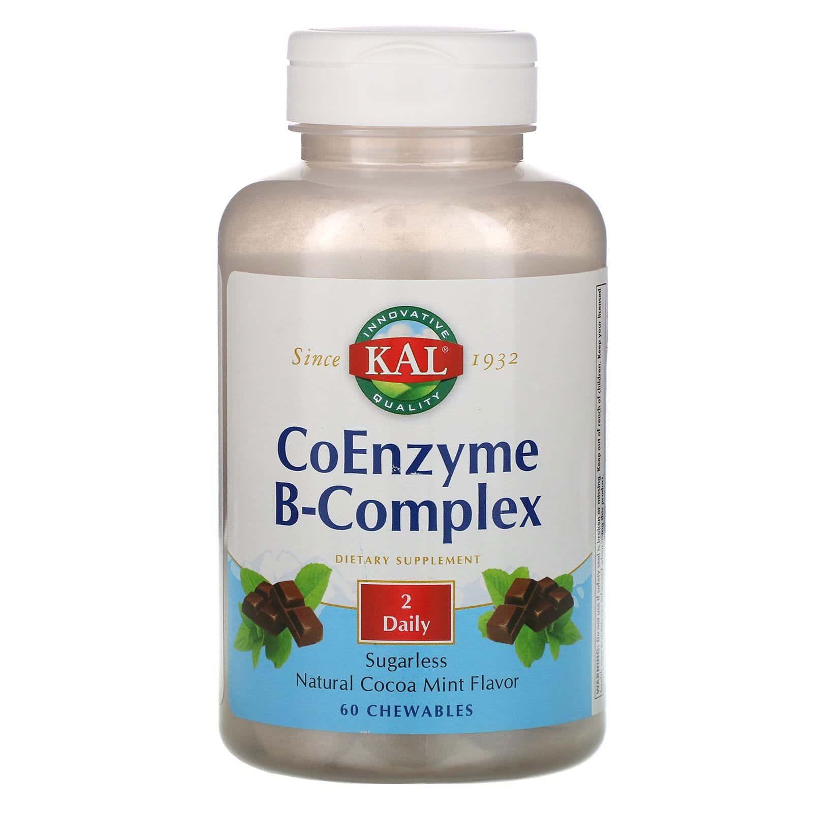 KAL, Coenzima Complejo B, Menta y coco natural, 60 masticables