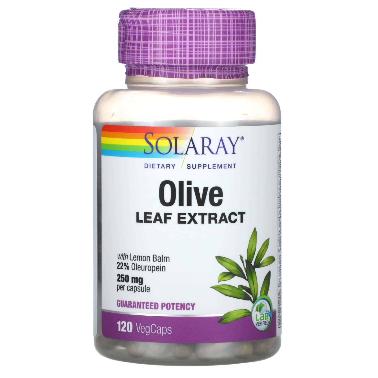 Solaray, Extracto de hoja de olivo, 250 mg, 120 cápsulas vegetales