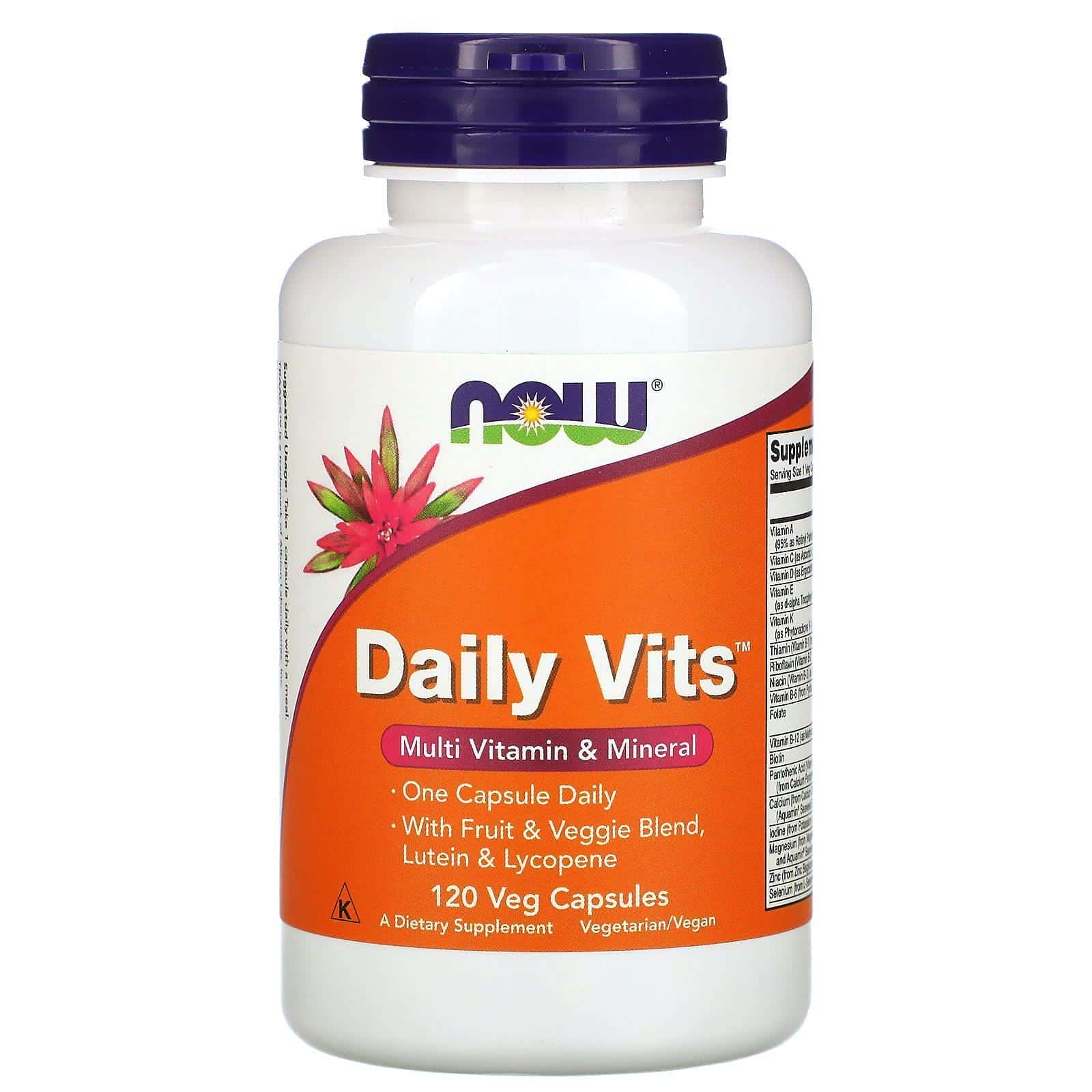 Now Foods, Vitaminas diarias, multivitaminas y minerales, 120 cápsulas aptas para vegetarianos
