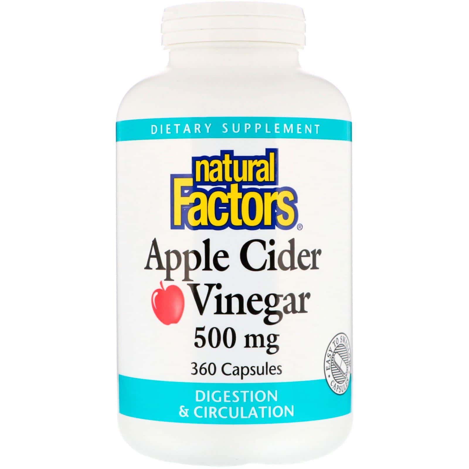 Natural Factors, Vinagre de sidra de manzana, 500 mg., 360 cápsulas