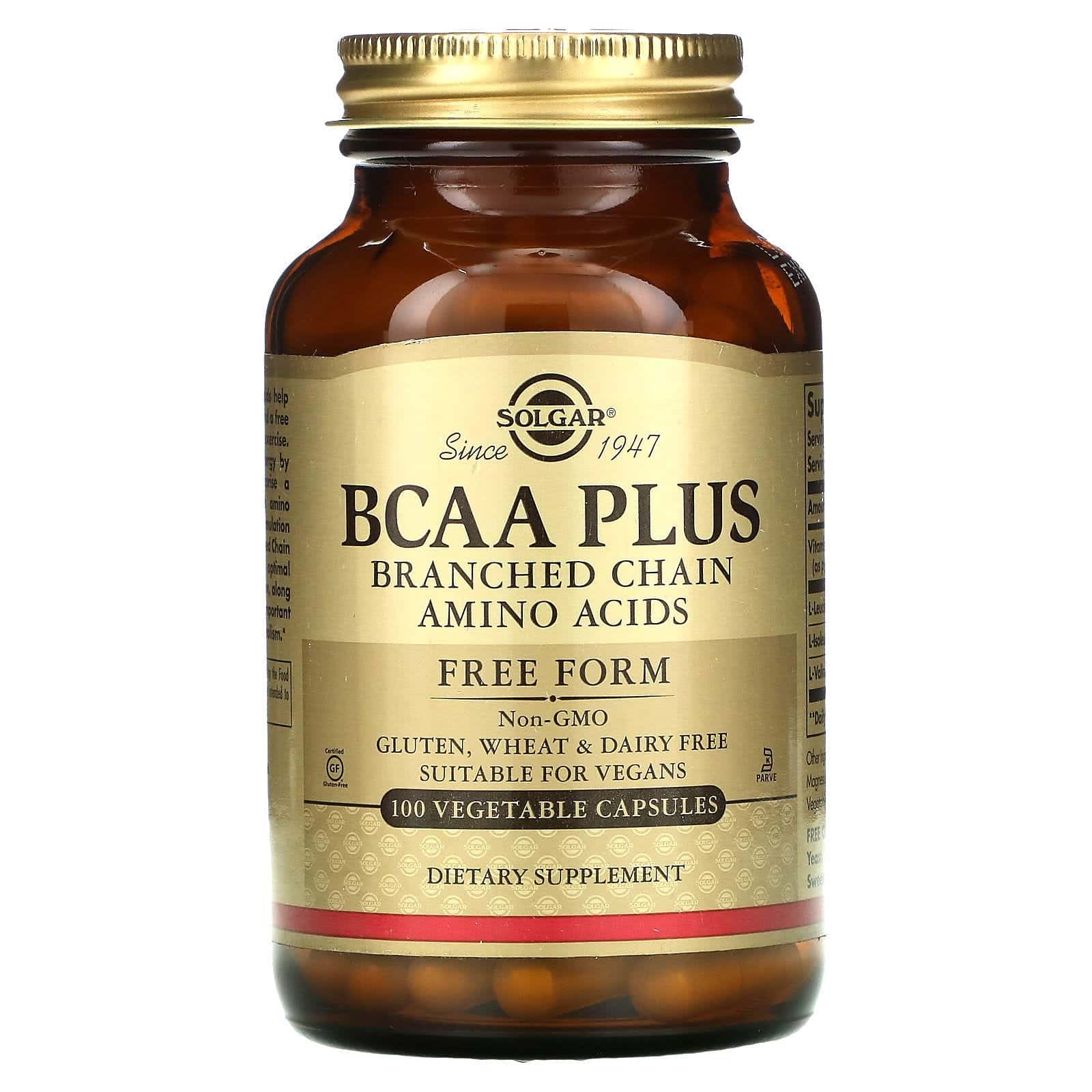 Solgar, BCAA Plus, Forma libre, 100 cápsulas vegetarianas