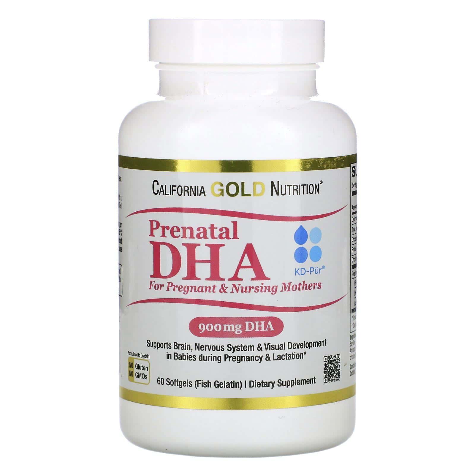 California Gold Nutrition, DHA prenatal para mujeres embarazadas y madres lactando, 450 mg, 60 cápsulas blandas
