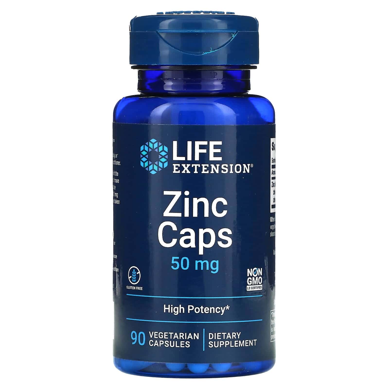 Life Extension, Cápsulas de zinc, Alta potencia, 50 mg, 90 cápsulas vegetales