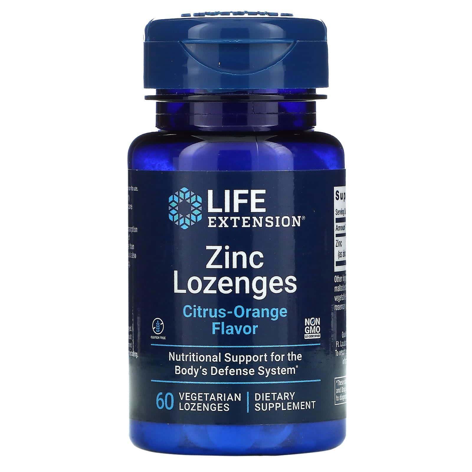Life Extension, Zinc Lozenges, Citrus-Orange Flavor, 60 Vegetarian Lozenges