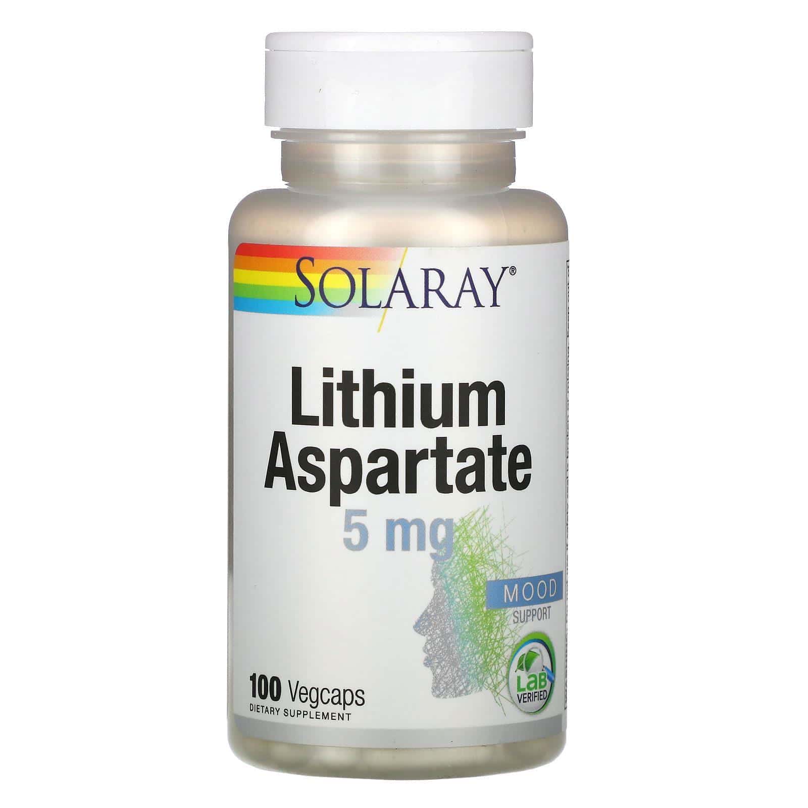 Solaray, Lithium Aspartate, 5 mg, 100 Vegcaps