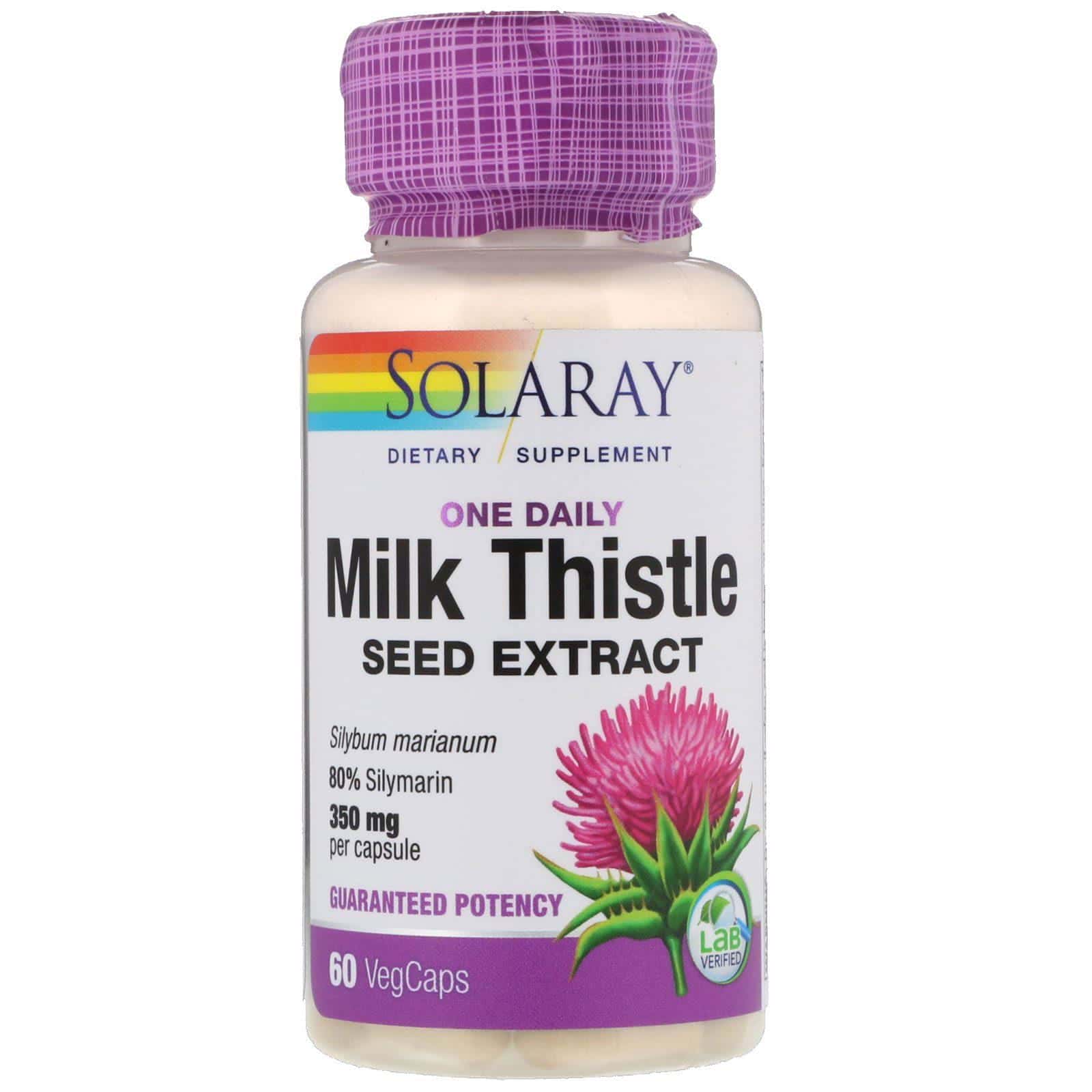Solaray, Extracto de semilla de cardo de leche, uno diario, 350 mg, 60 cápsulas vegetales