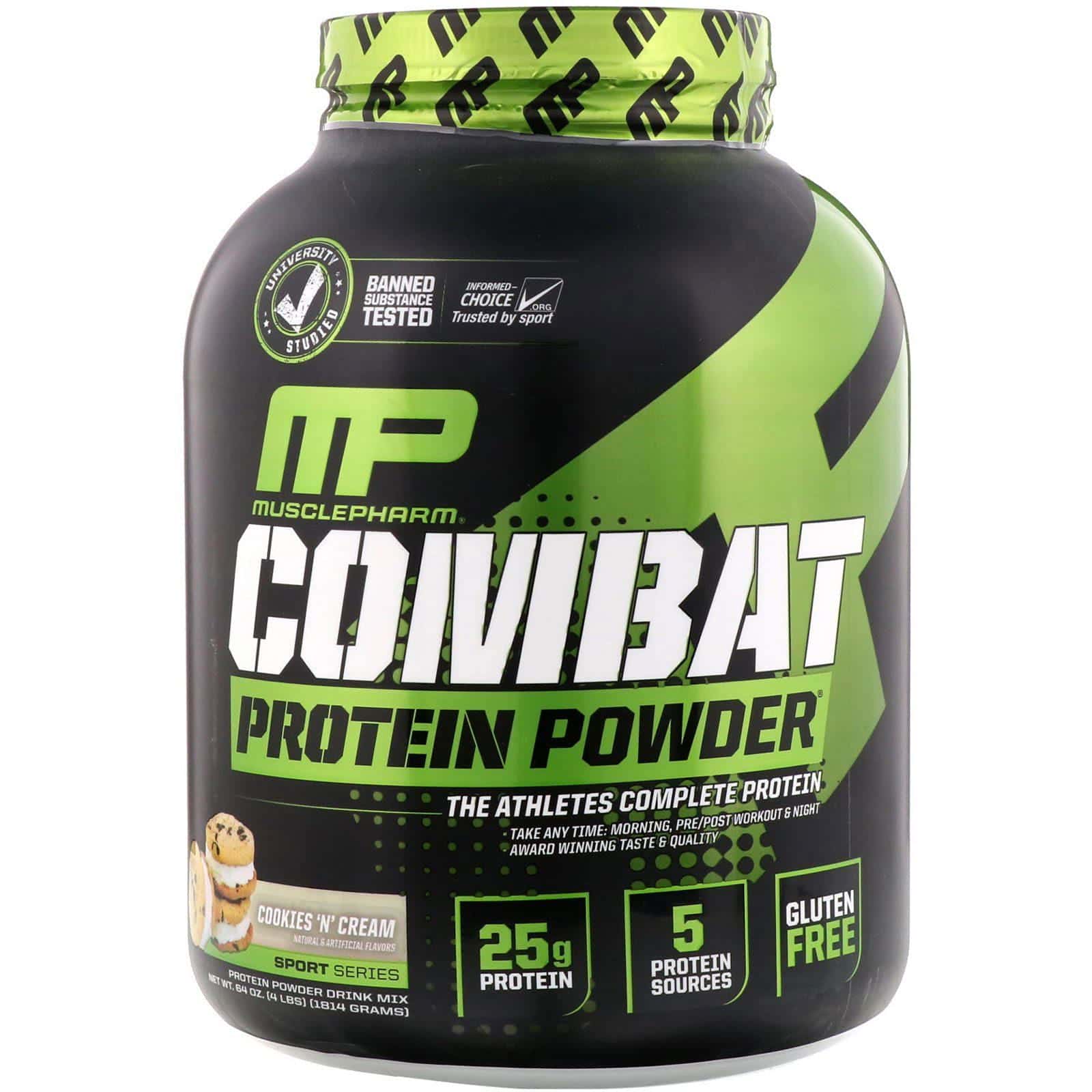 MusclePharm, Combat Powder, Proteína de liberación temporal avanzada, Galletas con Crema, 4 lbs (1814 g)