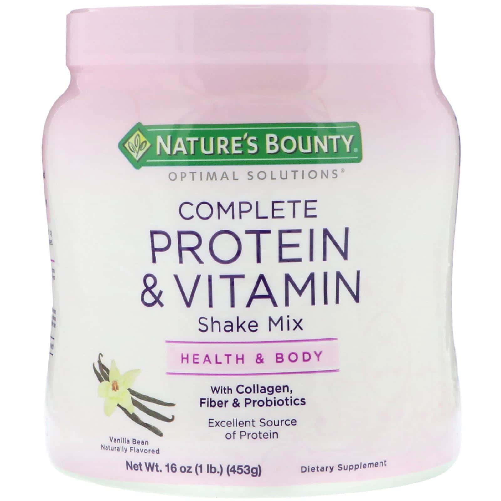 Nature's Bounty, Optimal Solutions, batido completo de proteínas y vitaminas, semilla de vainilla, 16 oz (453 g)