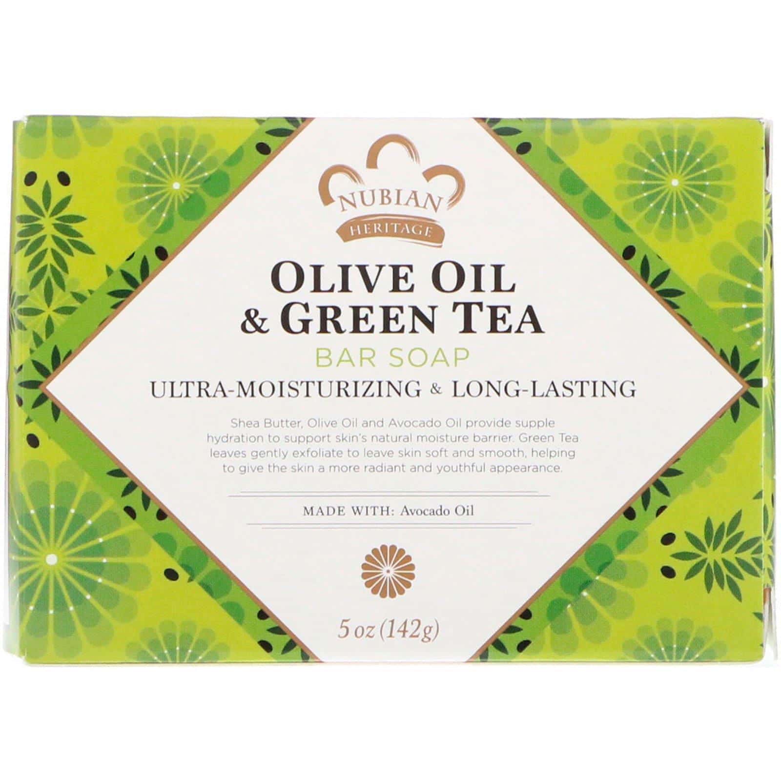 Nubian Heritage, Jabón en barra con aceite de oliva y té verde, 5 oz (142 g)