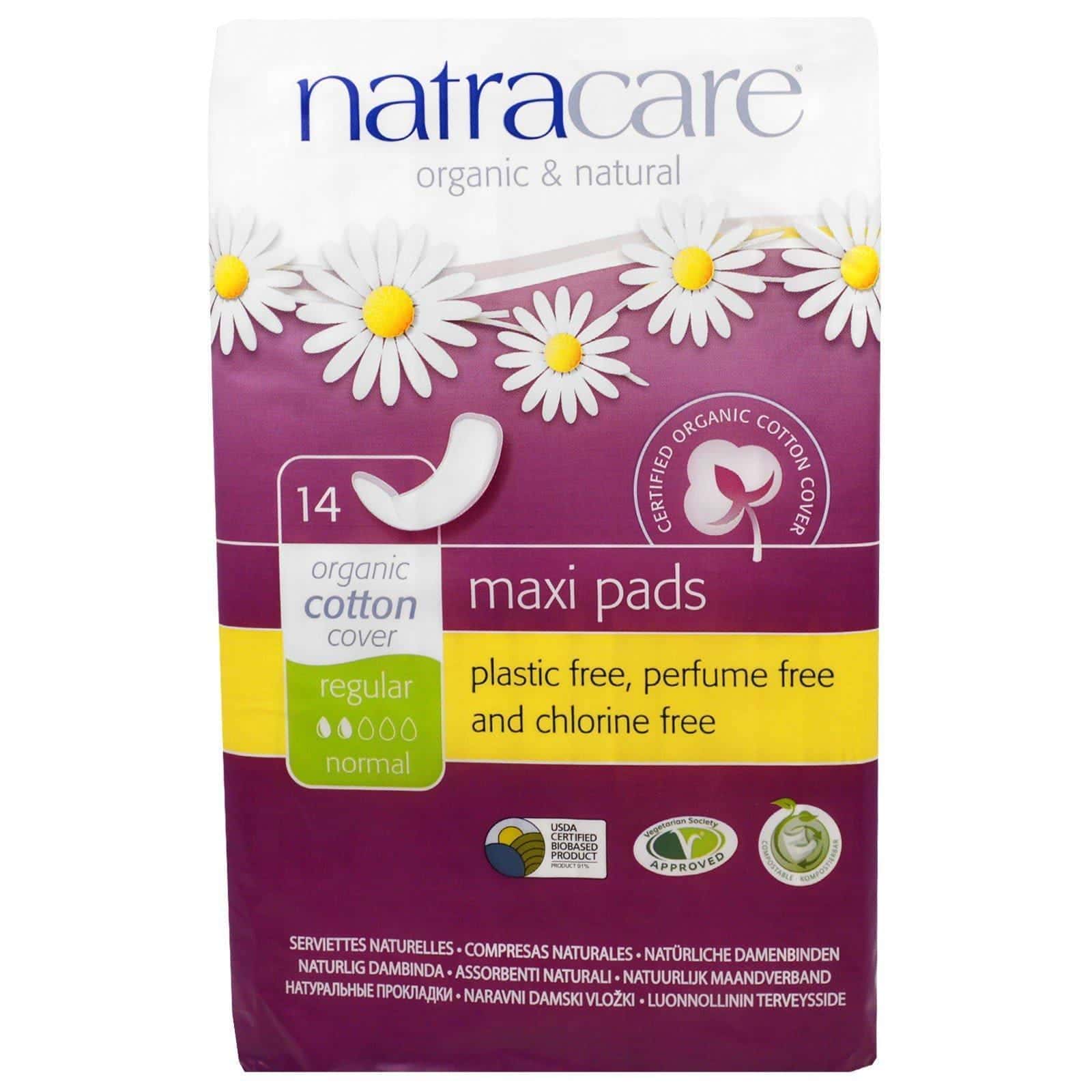Natracare, Maxicompresas, Regular/Normal, 14 compresas regulares